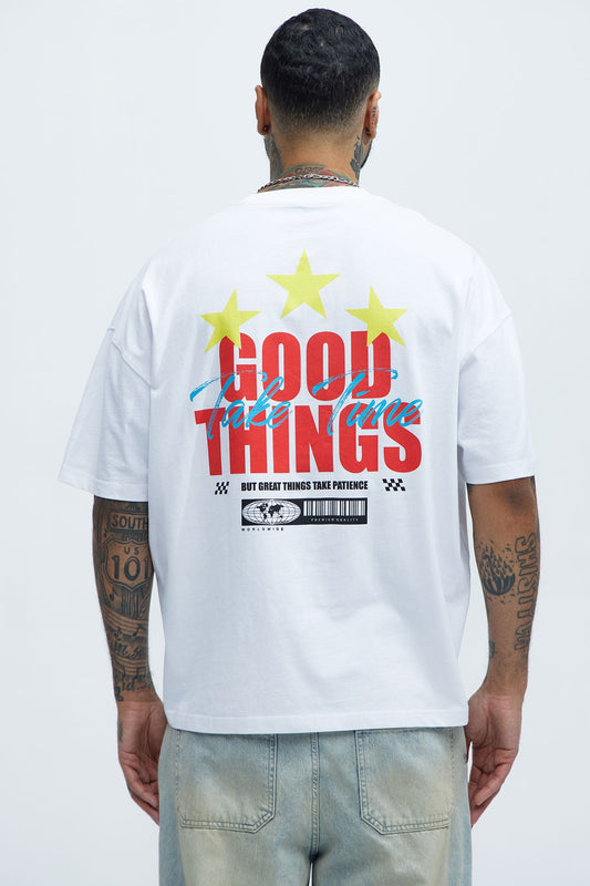 Good Things Come Oversized Short Sleeve Tee - White