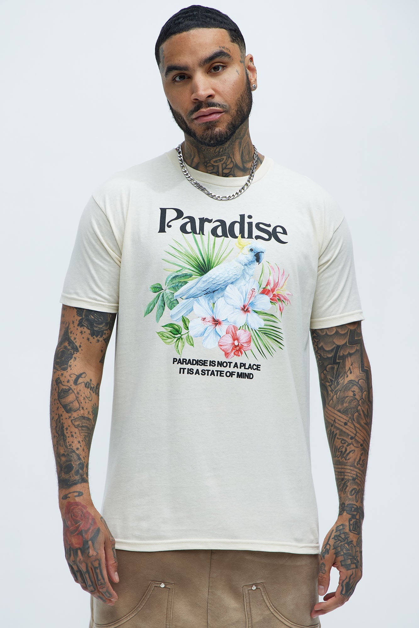 Paradise Bird Short Sleeve Tee - Cream