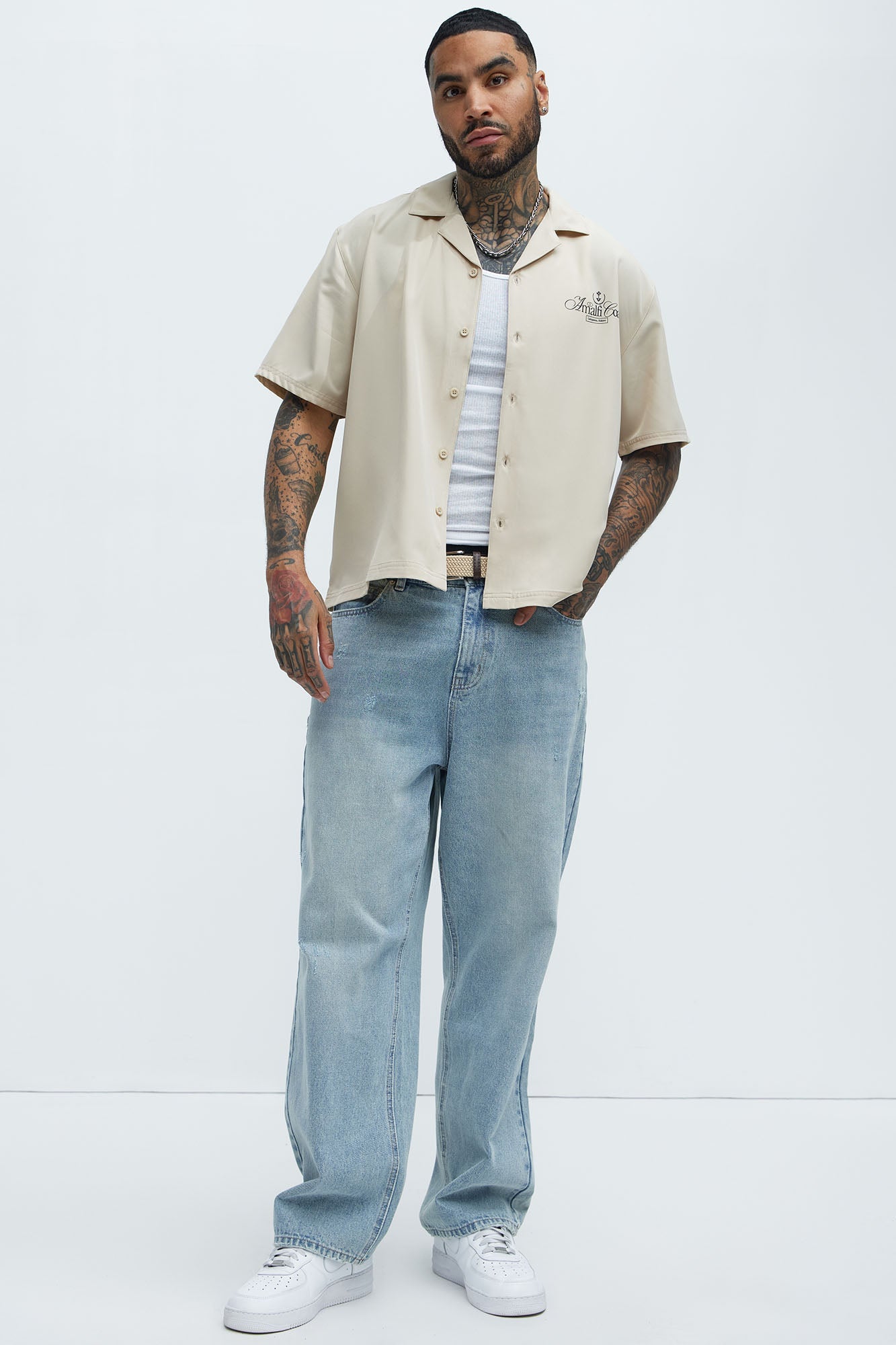 Casa Box Graphic Button Up Shirt - Off White