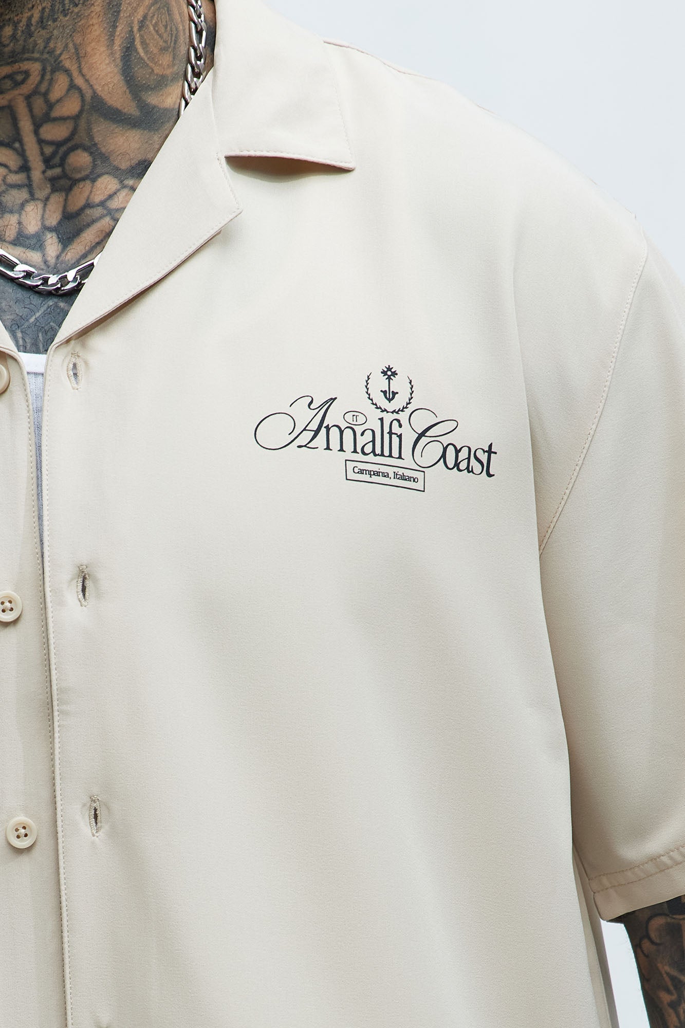 Casa Box Graphic Button Up Shirt - Off White