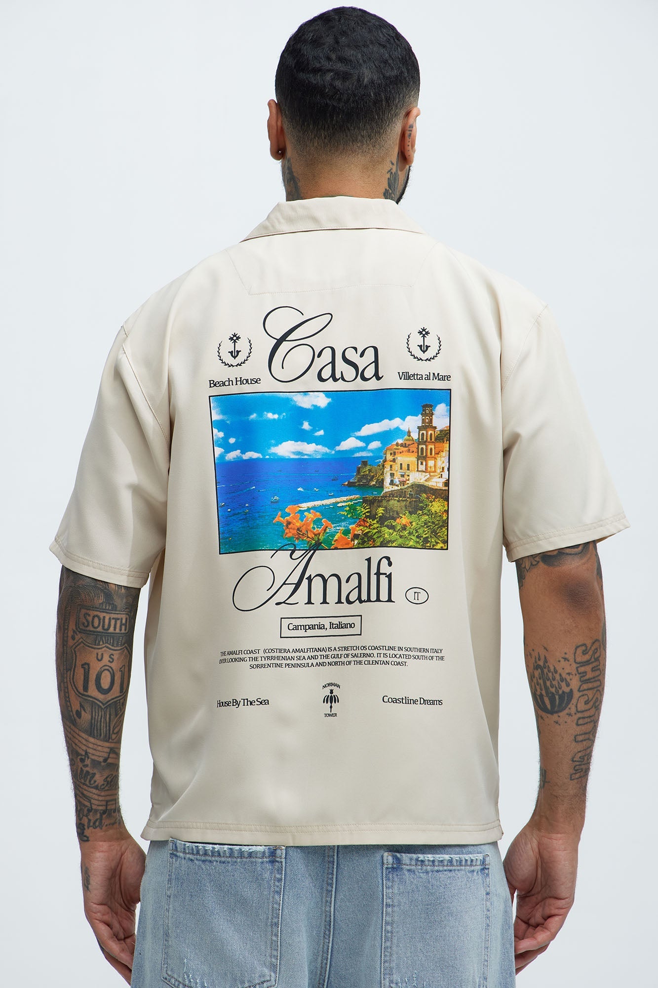 Casa Box Graphic Button Up Shirt - Off White