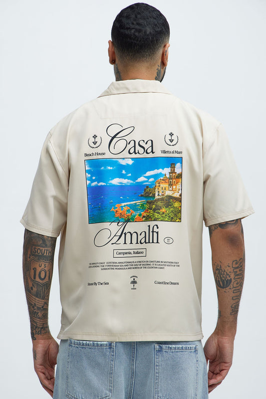 Casa Box Graphic Button Up Shirt - Off White