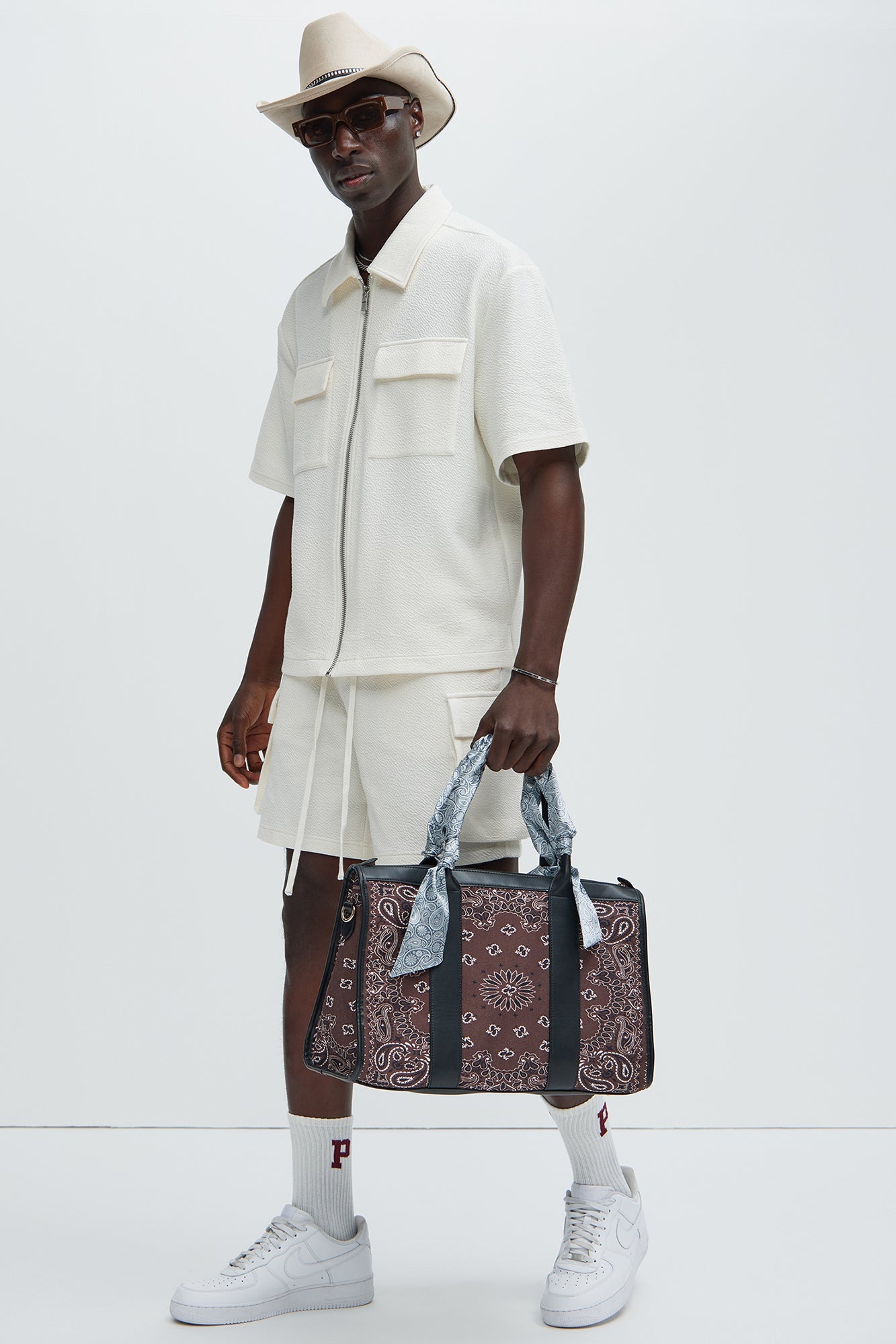 Lewis Zip Up Shirt - Cream