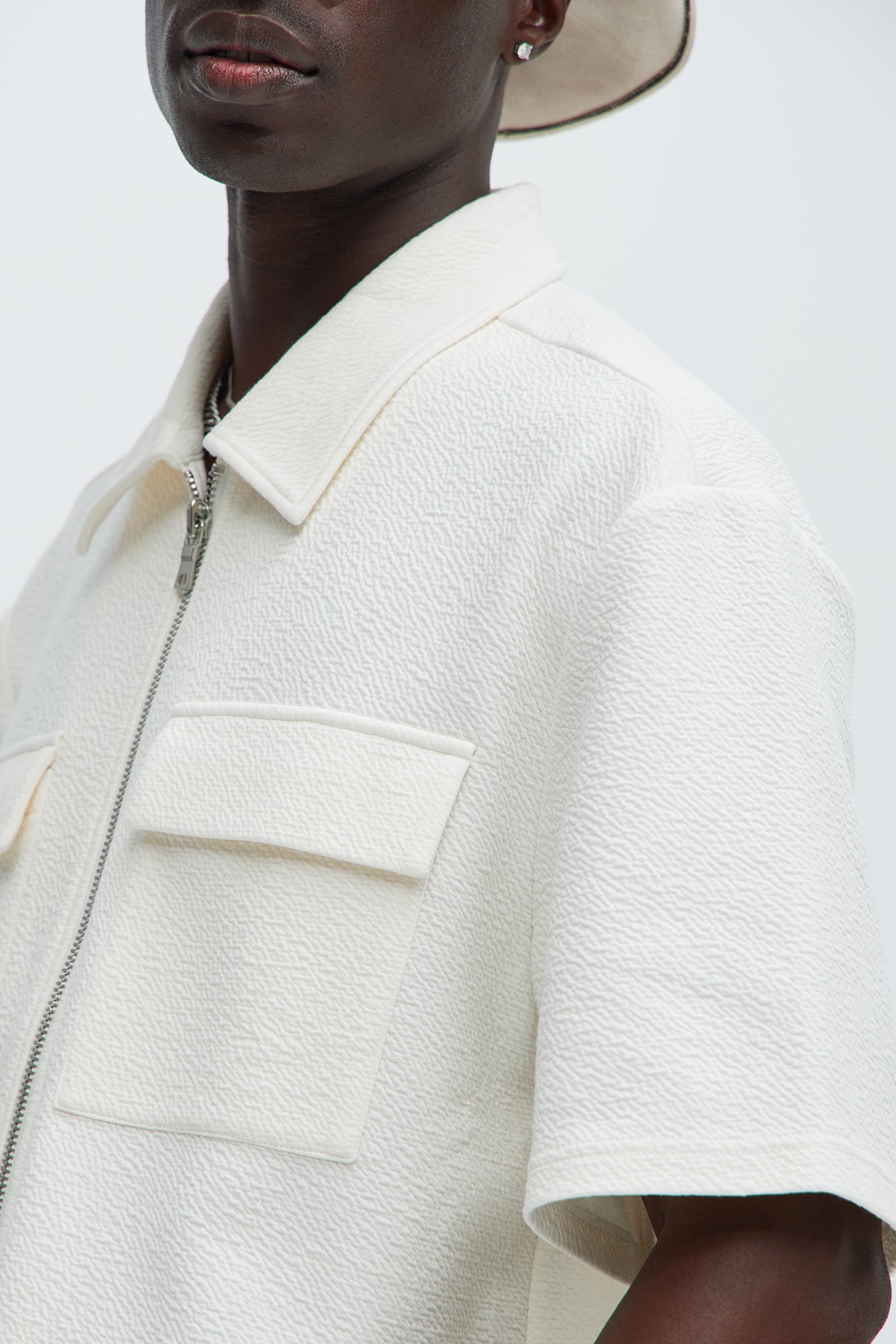 Lewis Zip Up Shirt - Cream