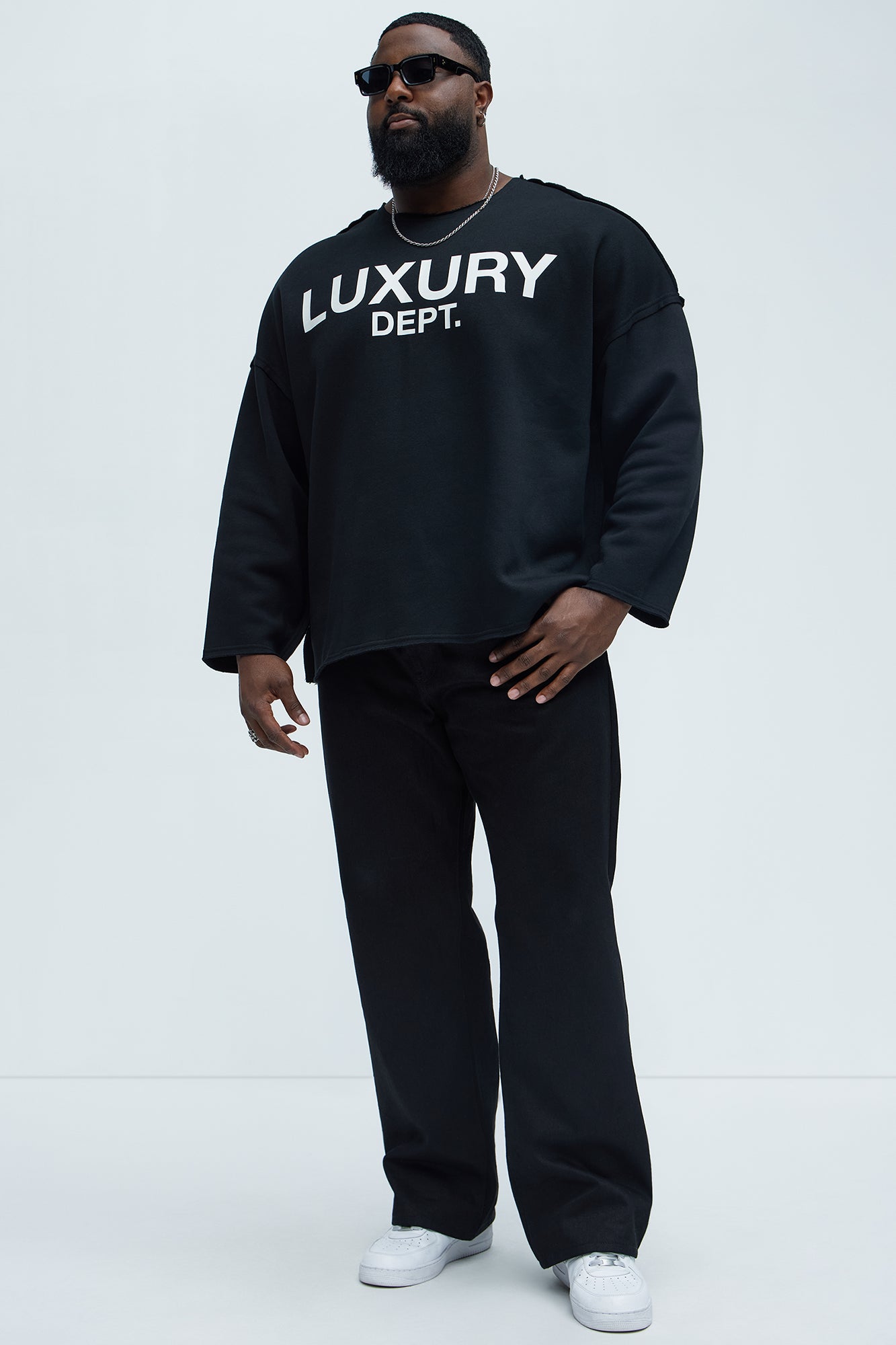 Tyson Luxury Dept Frayed Oversized Sweatshirt - Black