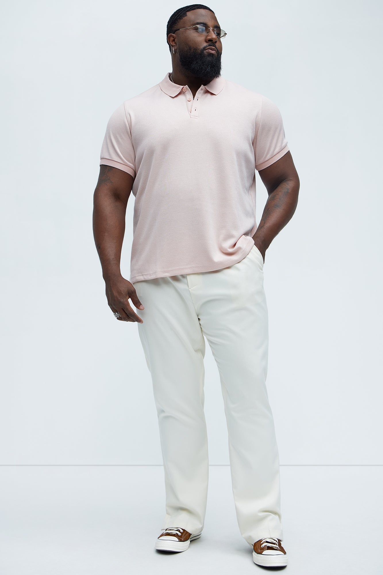 Subtle Stripes Textured Polo - Pink