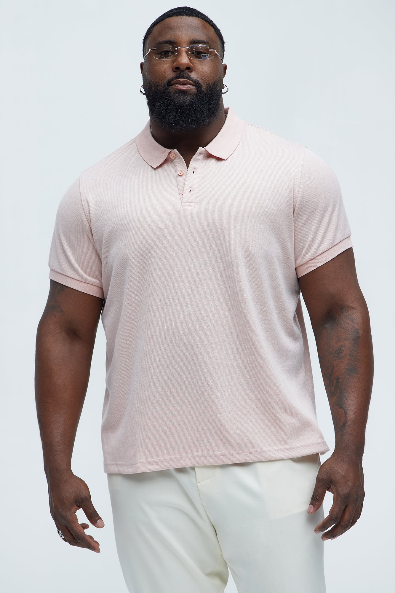 Subtle Stripes Textured Polo - Pink