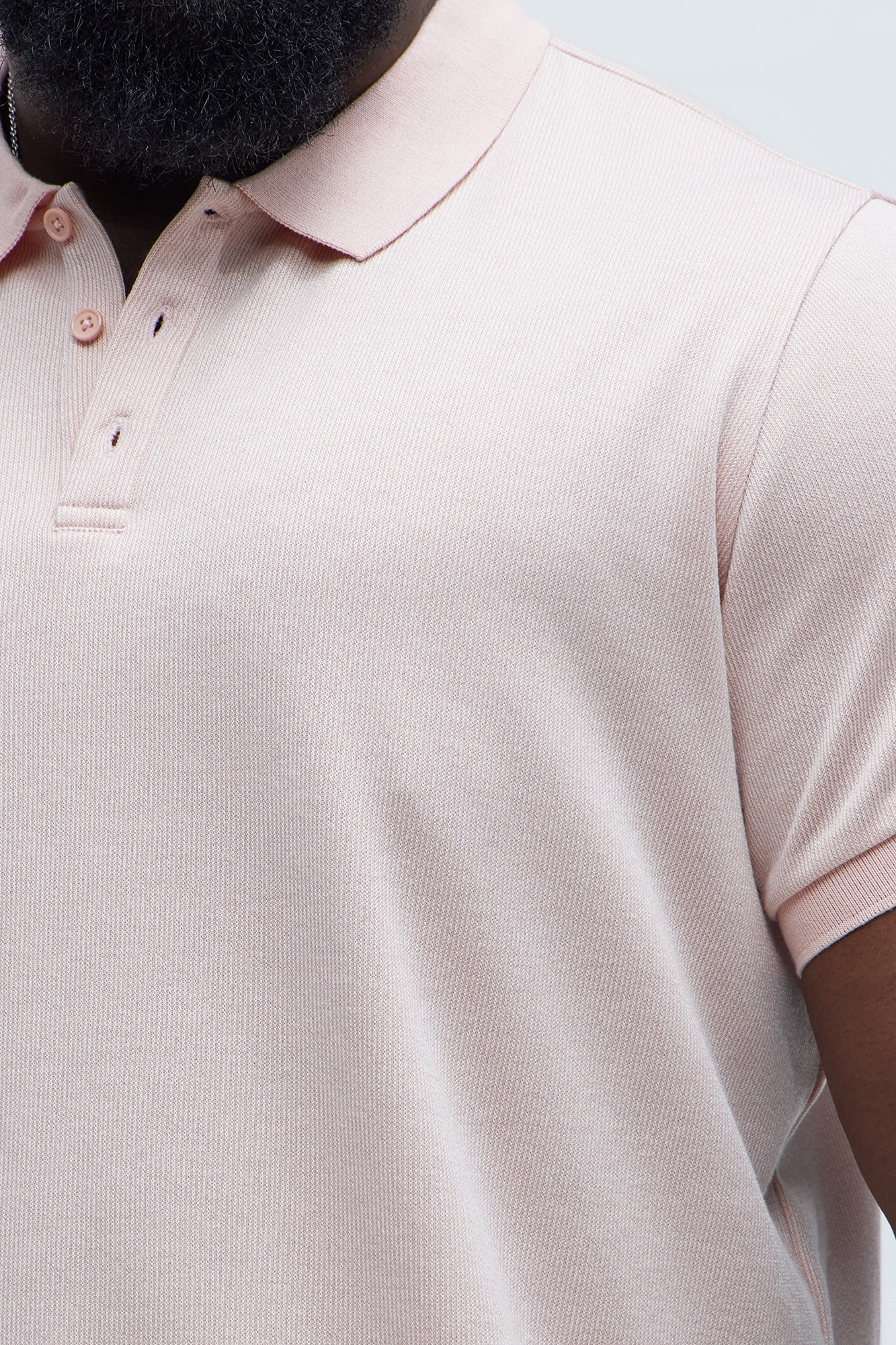 Subtle Stripes Textured Polo - Pink