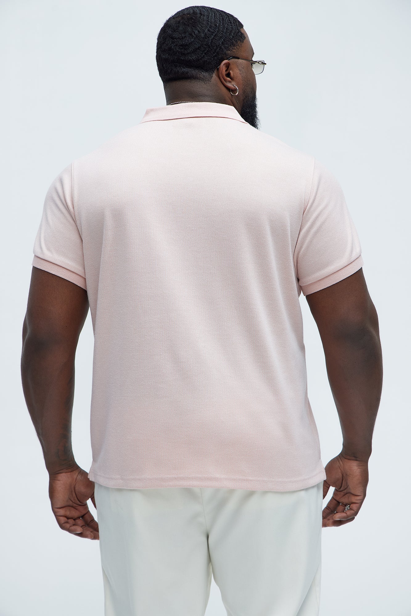 Subtle Stripes Textured Polo - Pink