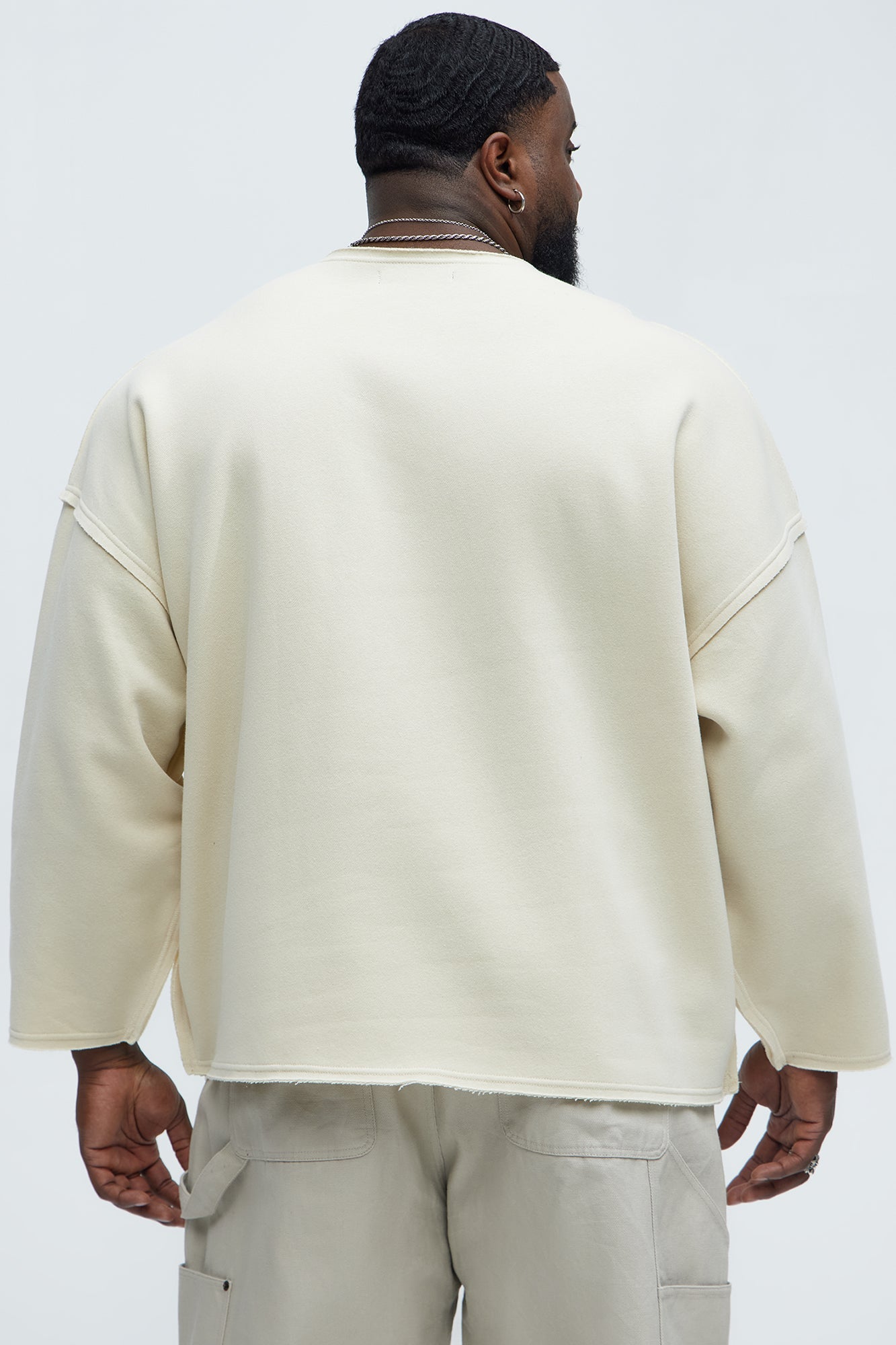 Tyson Luxury Dept Frayed Oversized Sweatshirt - Cream