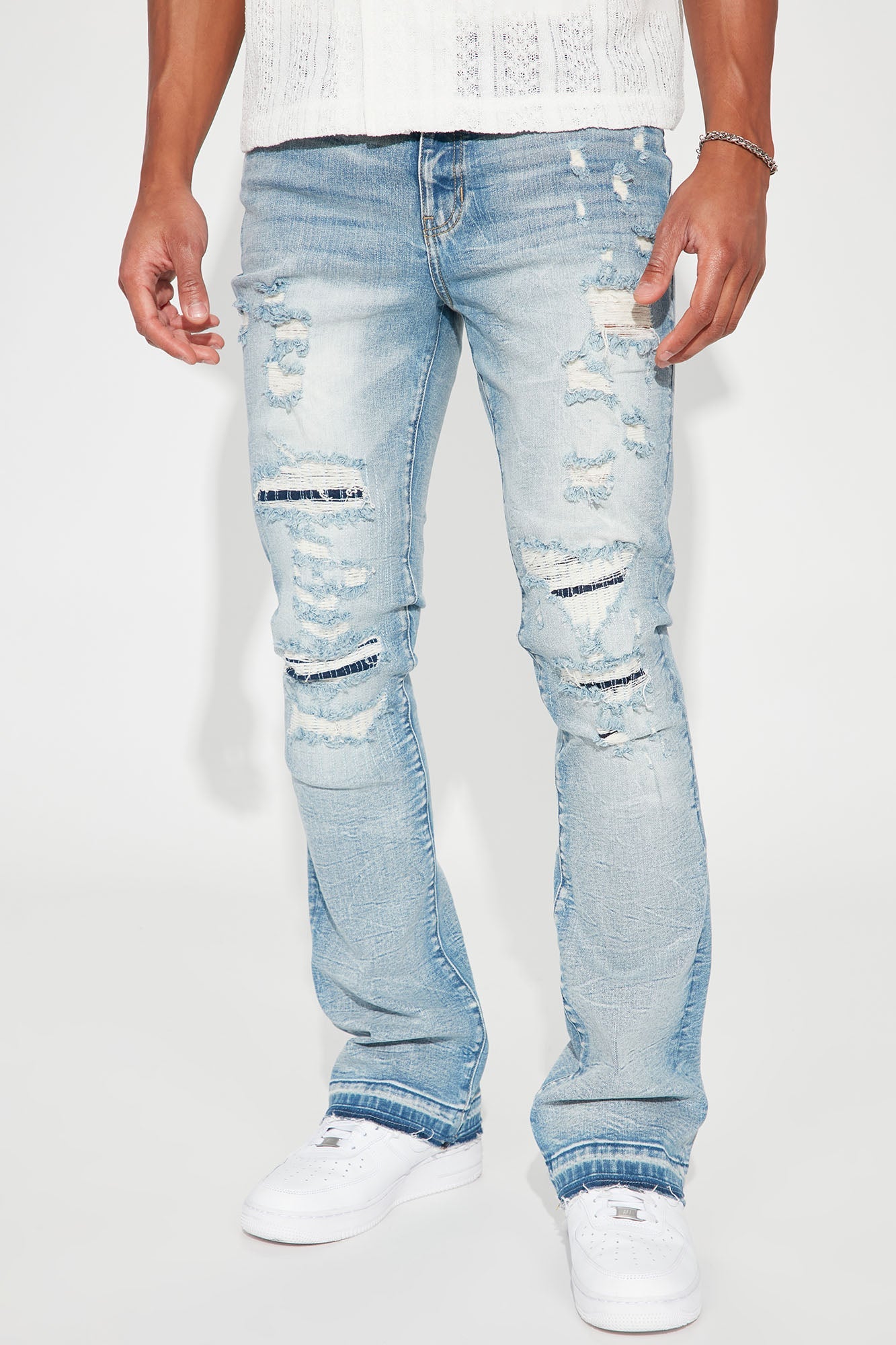Undercover Slim Stacked Flare Jeans - Medium Blue Wash