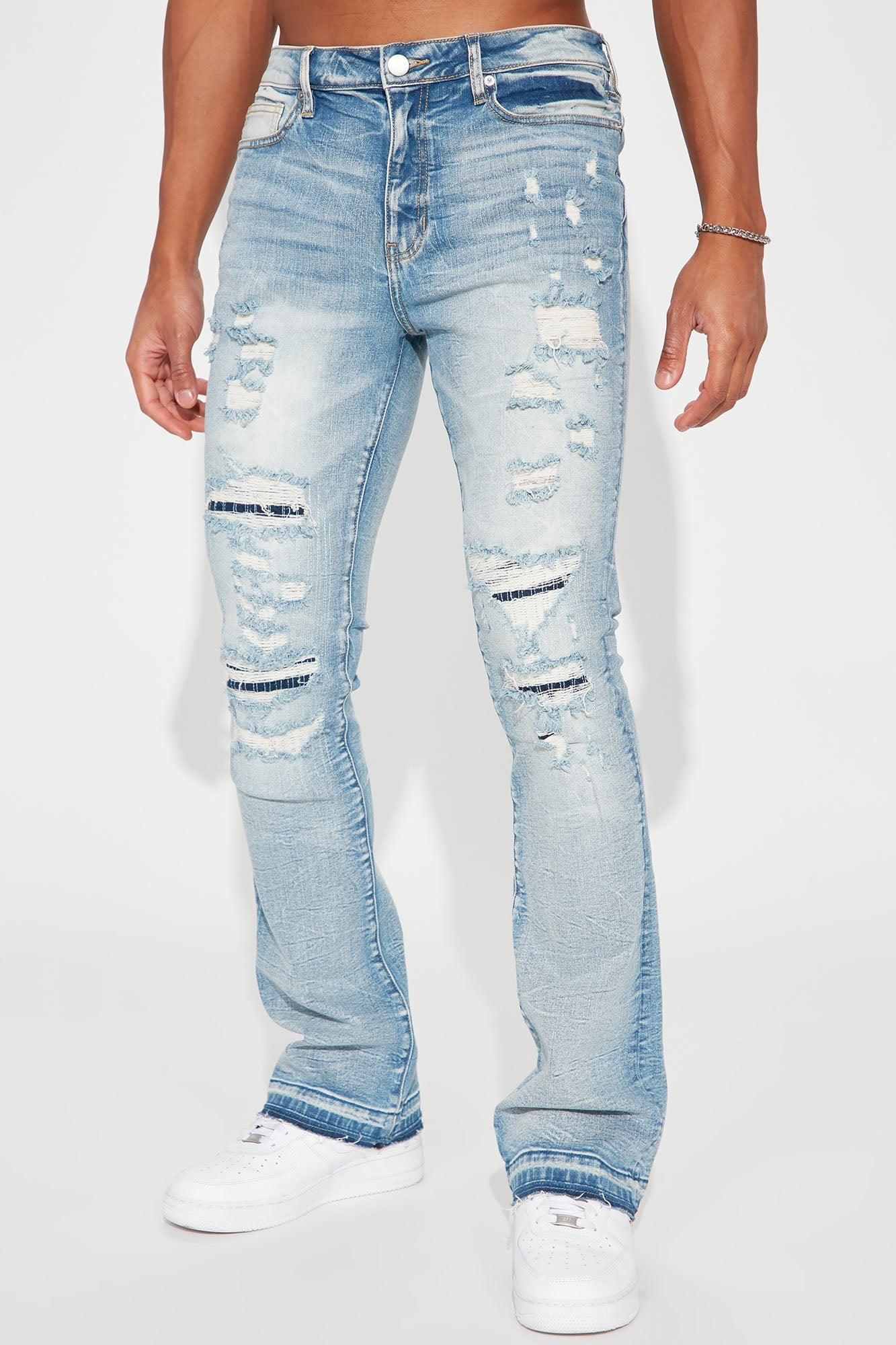 Undercover Slim Stacked Flare Jeans - Medium Blue Wash
