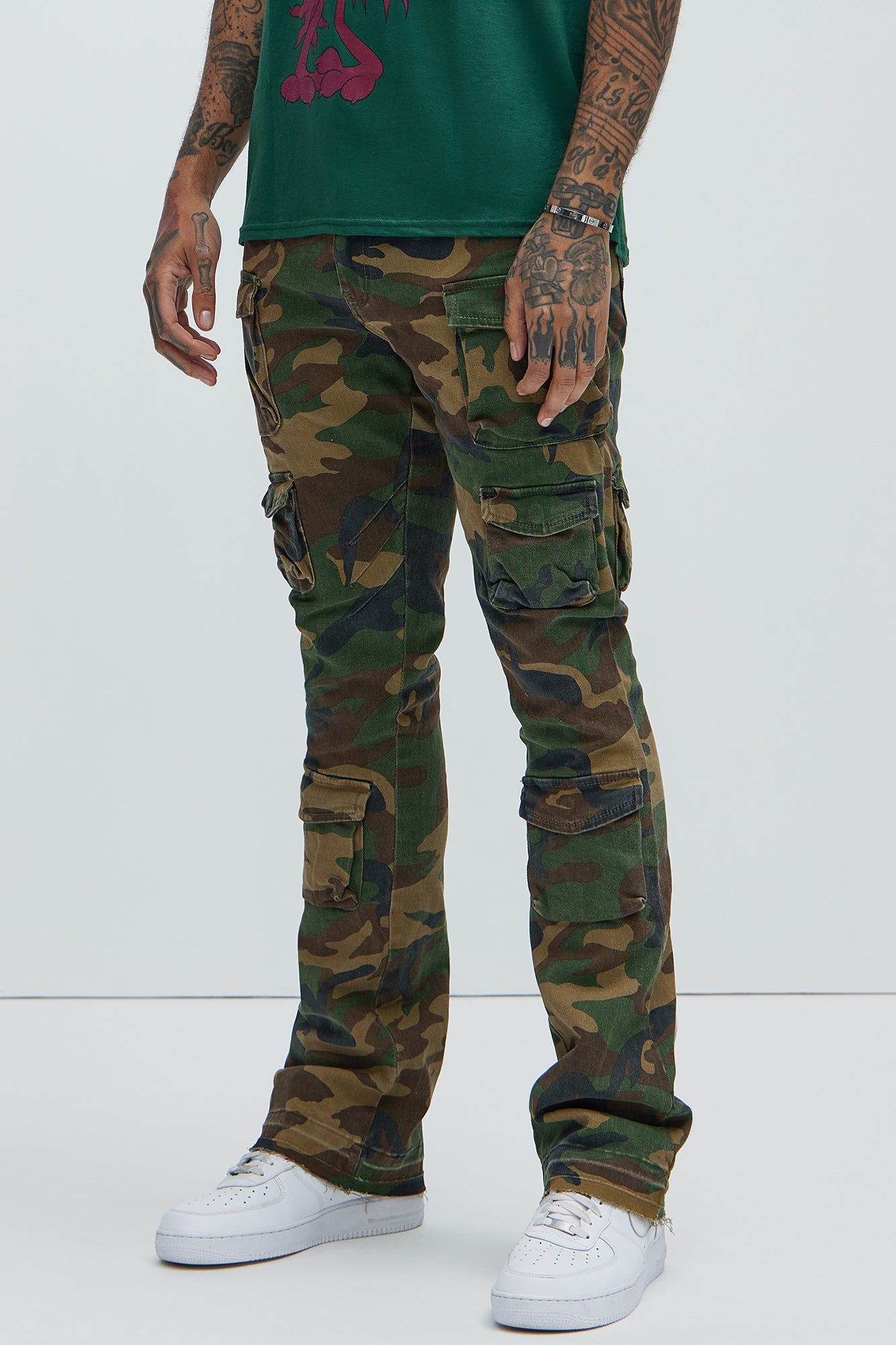 On Repeat Skinny Flare Cargo Pants - Camouflage