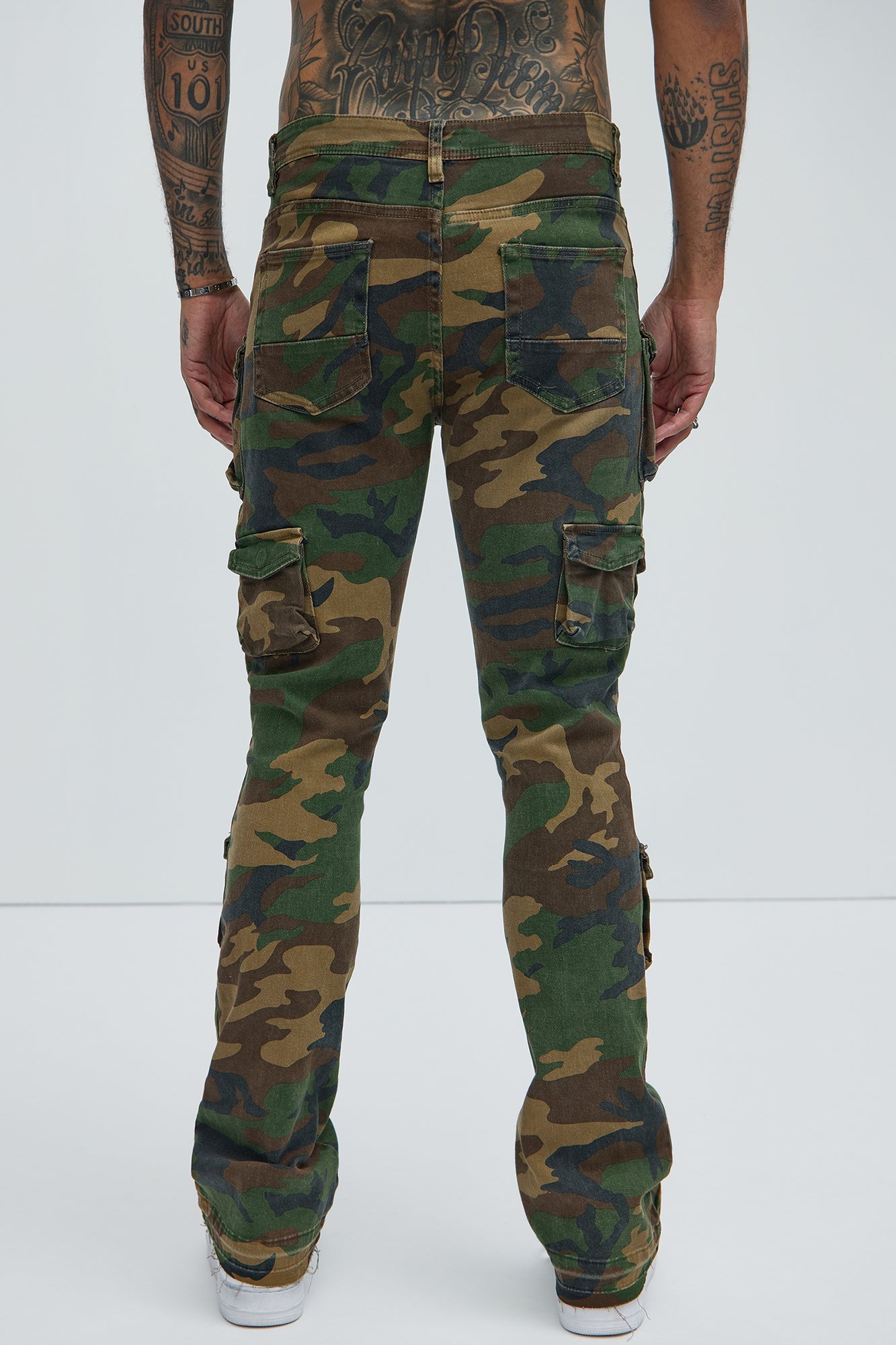 On Repeat Skinny Flare Cargo Pants - Camouflage