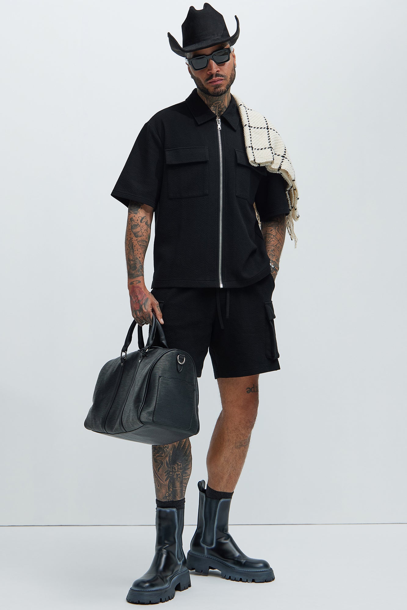 Lewis Zip Up Shirt - Black