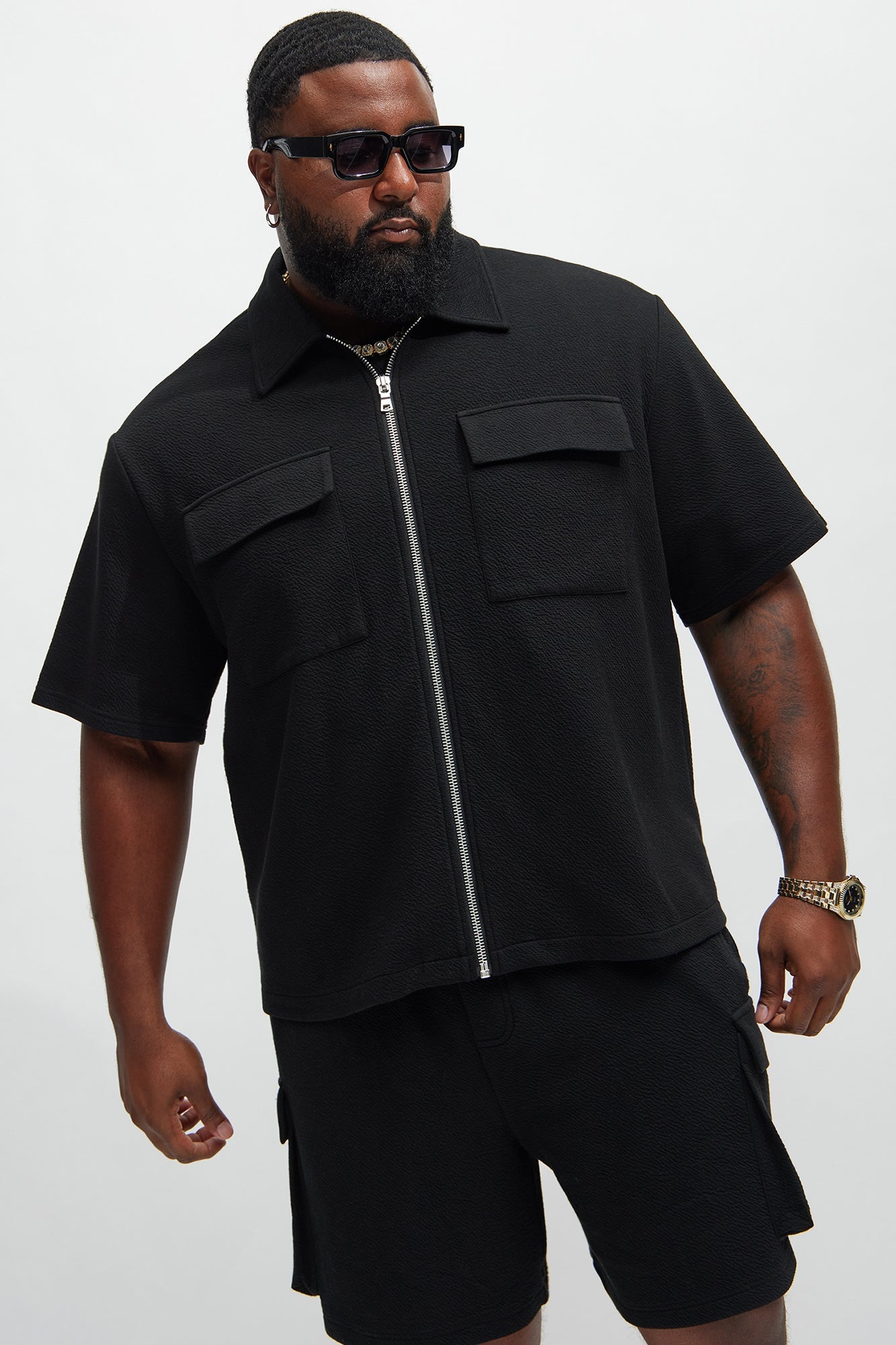 Lewis Zip Up Shirt - Black