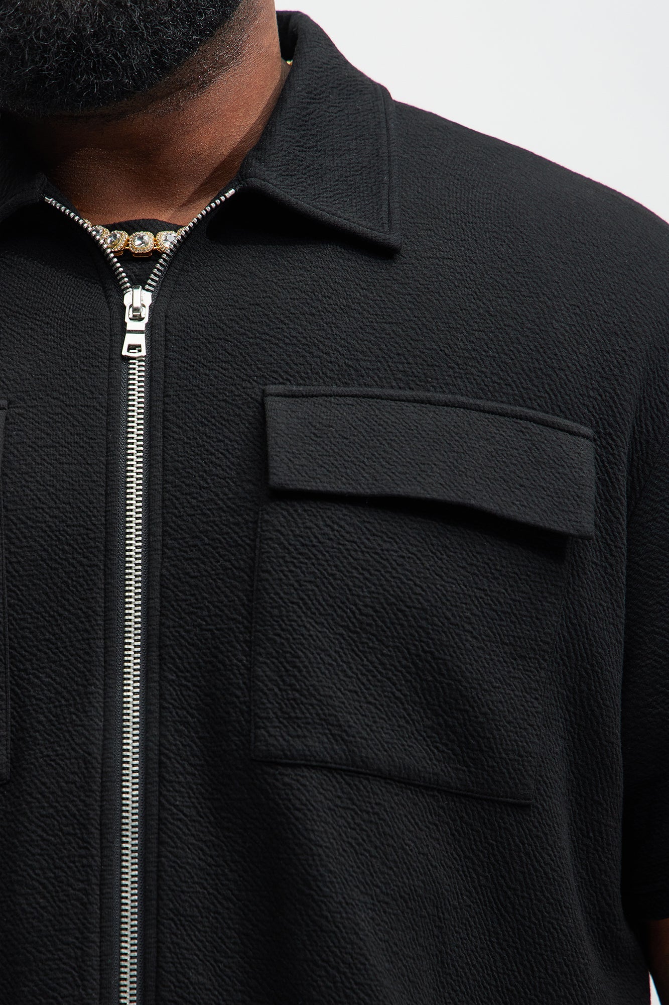 Lewis Zip Up Shirt - Black
