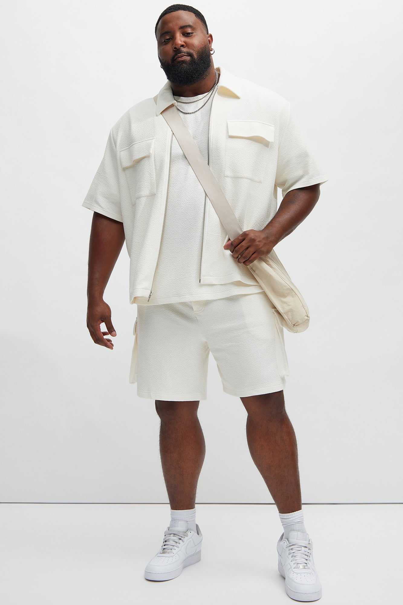 Lewis Zip Up Shirt - Cream