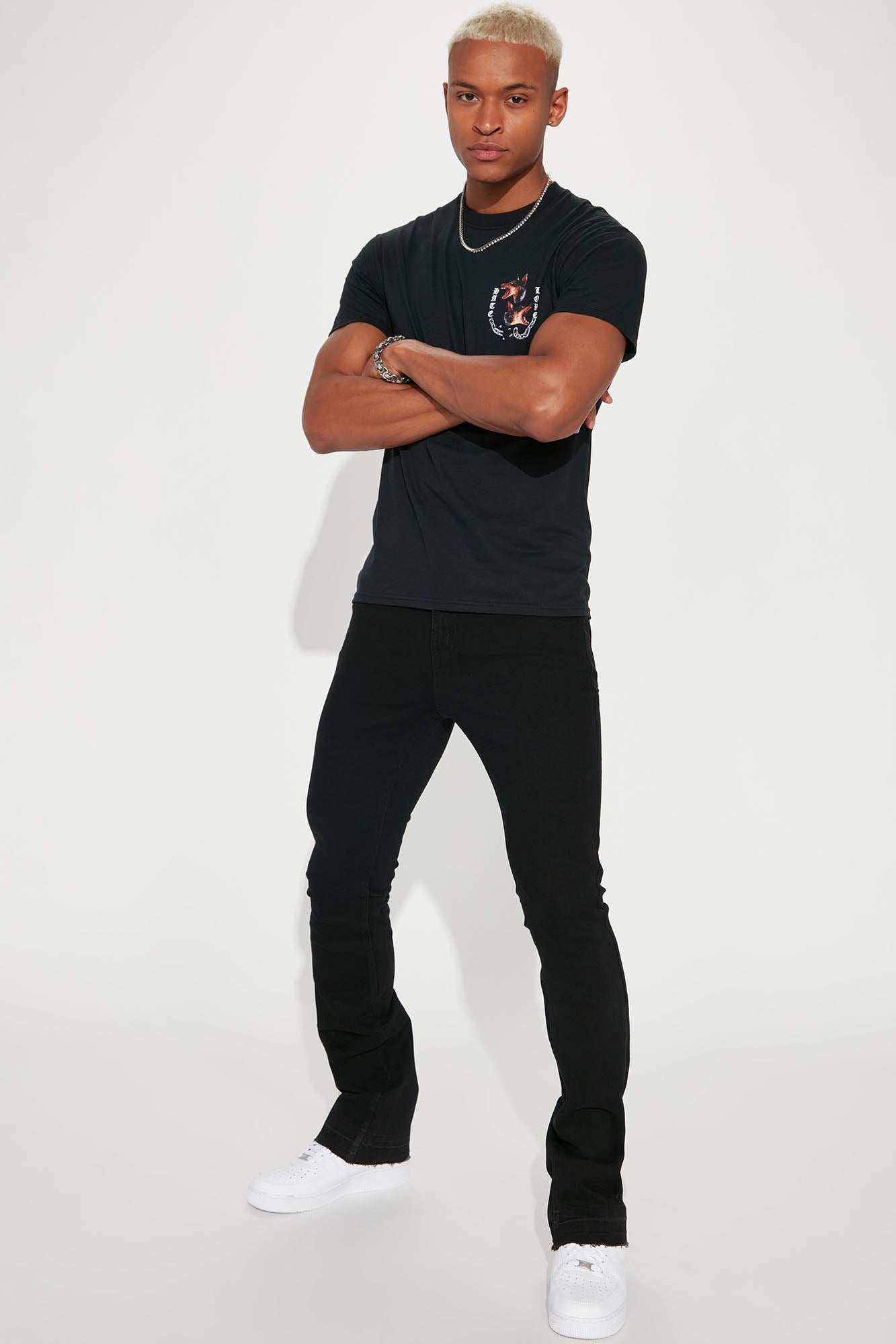 Cornell Stacked Skinny Flare Jeans - Black