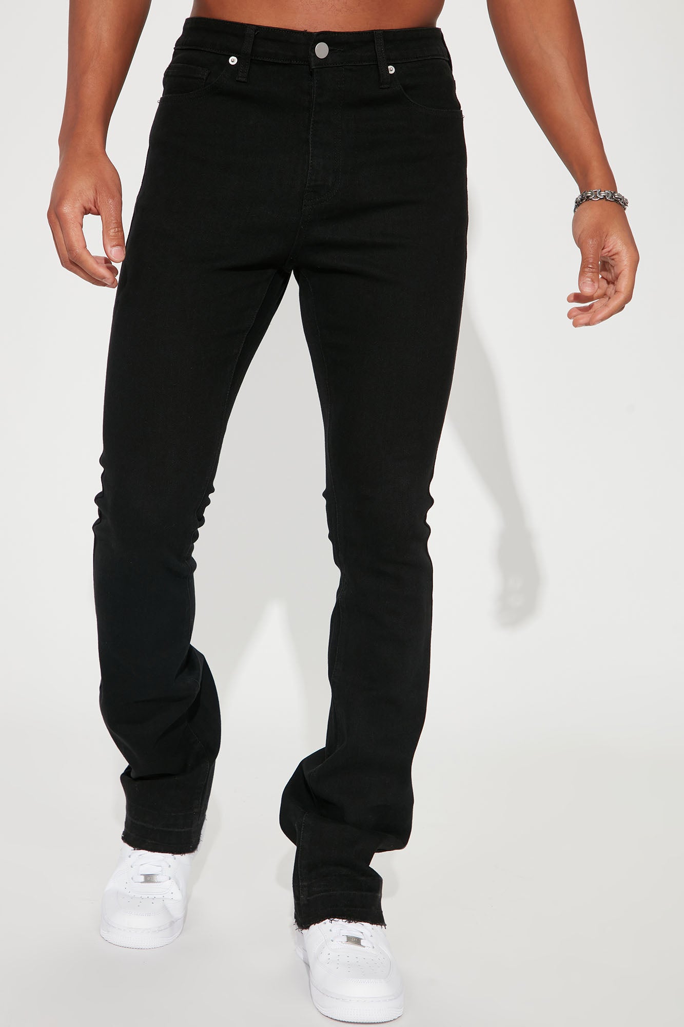 Cornell Stacked Skinny Flare Jeans - Black