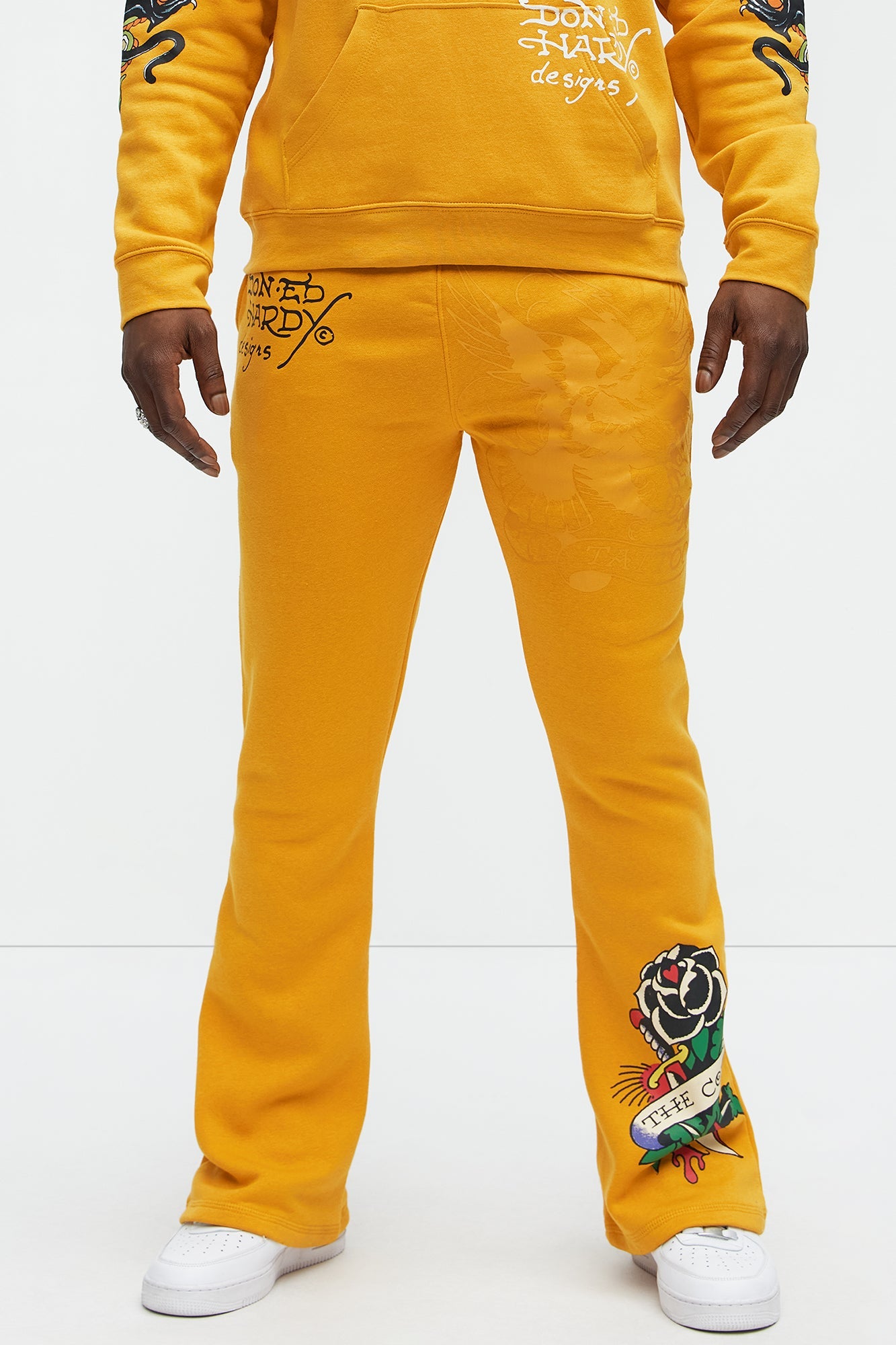 Ed Hardy Snake Bootcut Sweatpants - Yellow