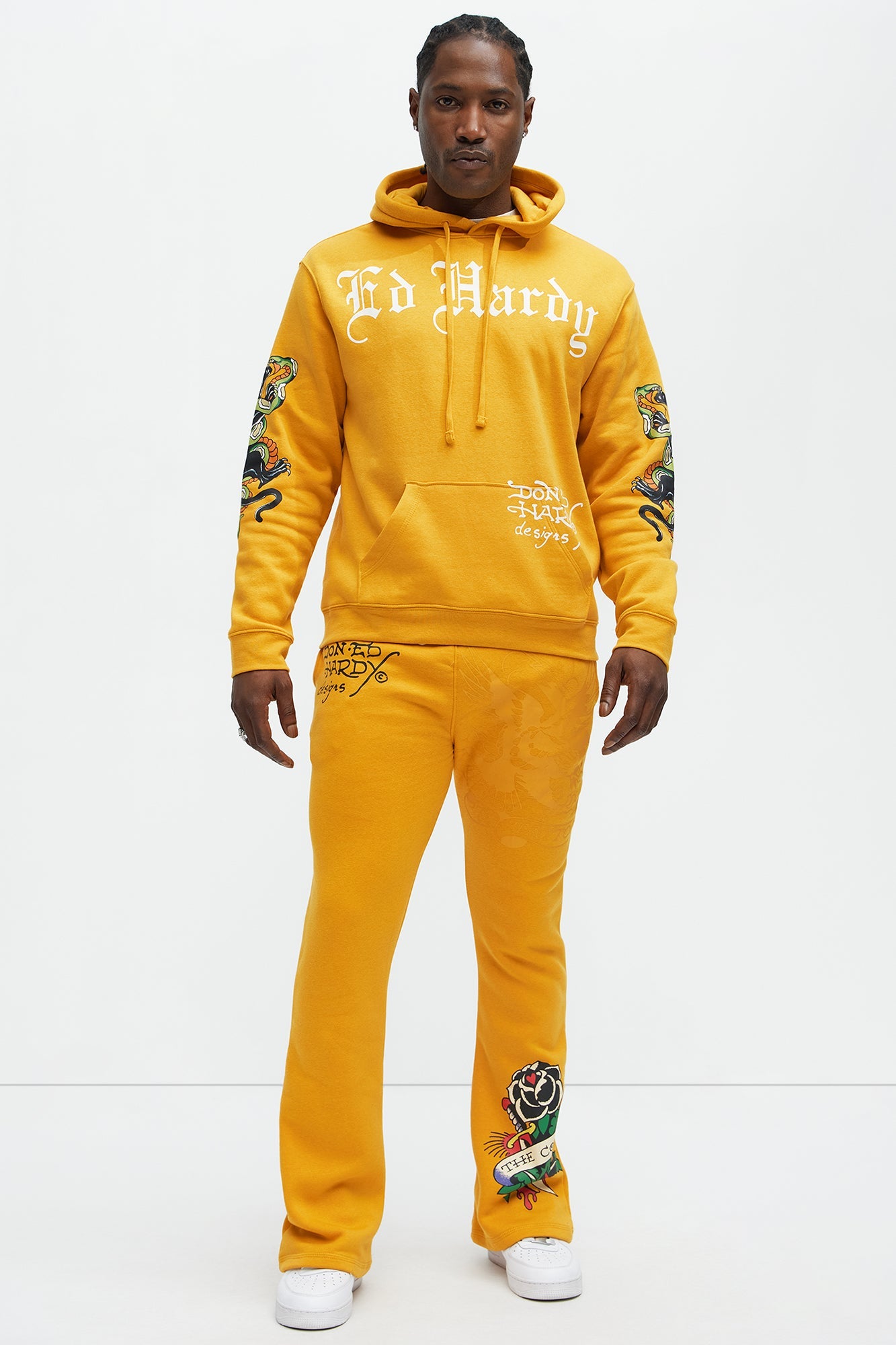 Ed Hardy Snake Bootcut Sweatpants - Yellow