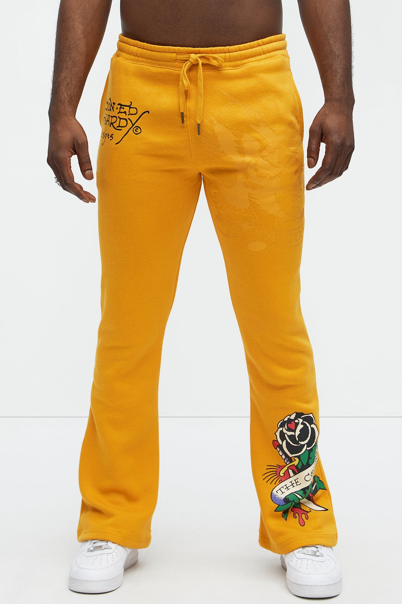 Ed Hardy Snake Bootcut Sweatpants - Yellow