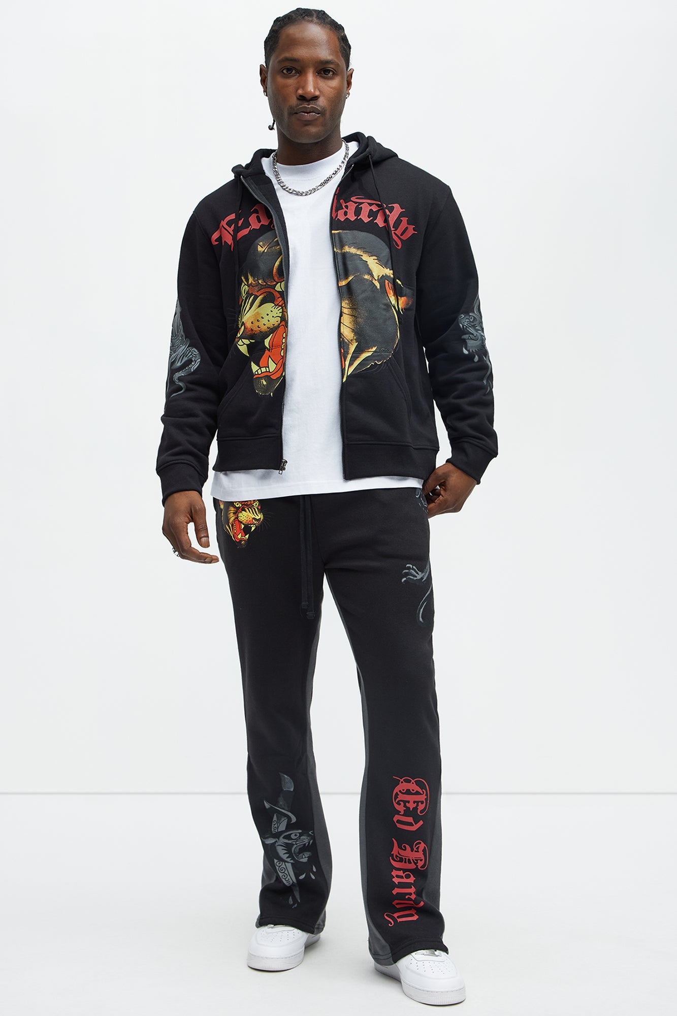 Ed Hardy Panther Dagger Zip Up Hoodie - Black