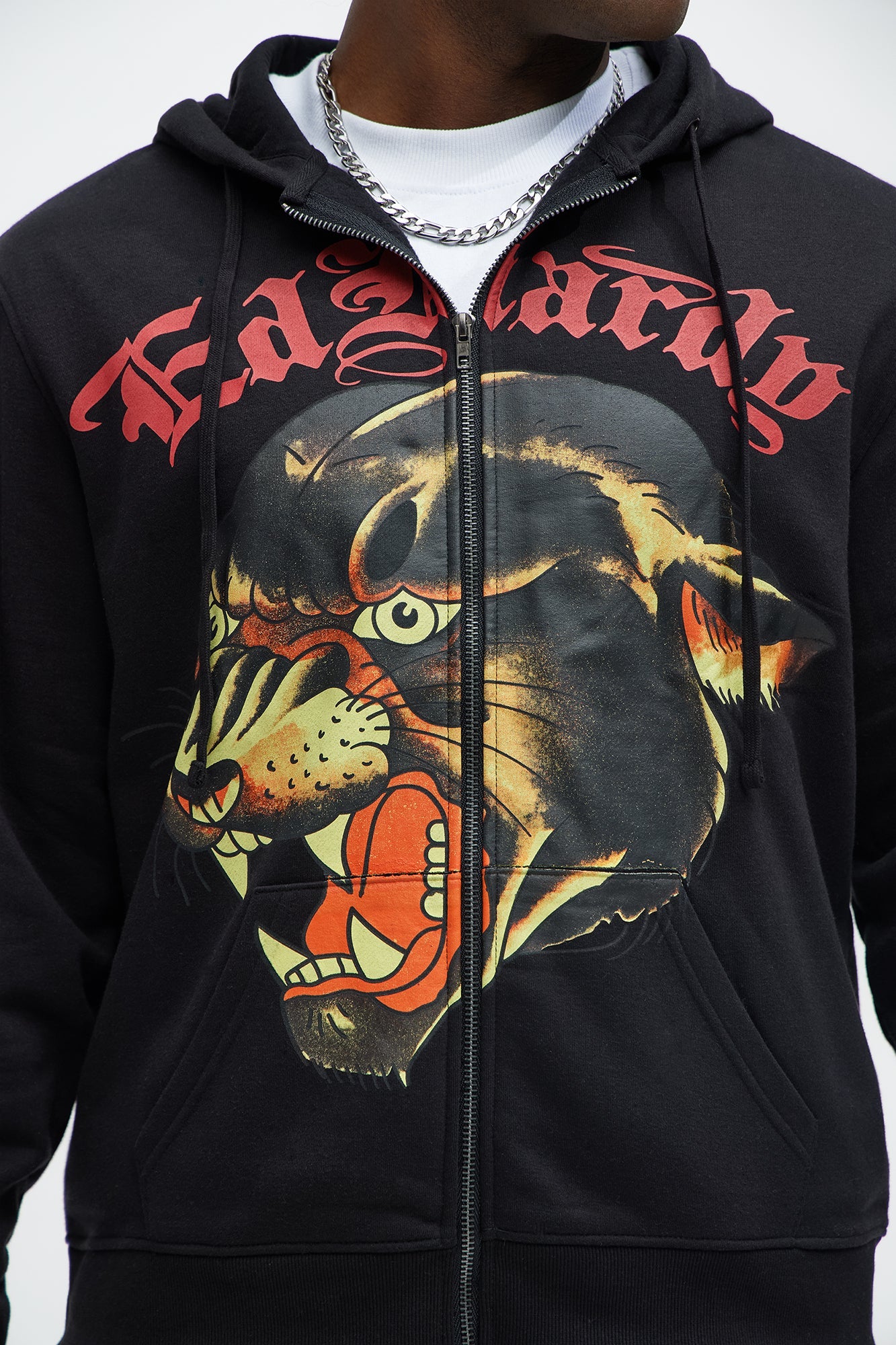 Ed Hardy Panther Dagger Zip Up Hoodie - Black