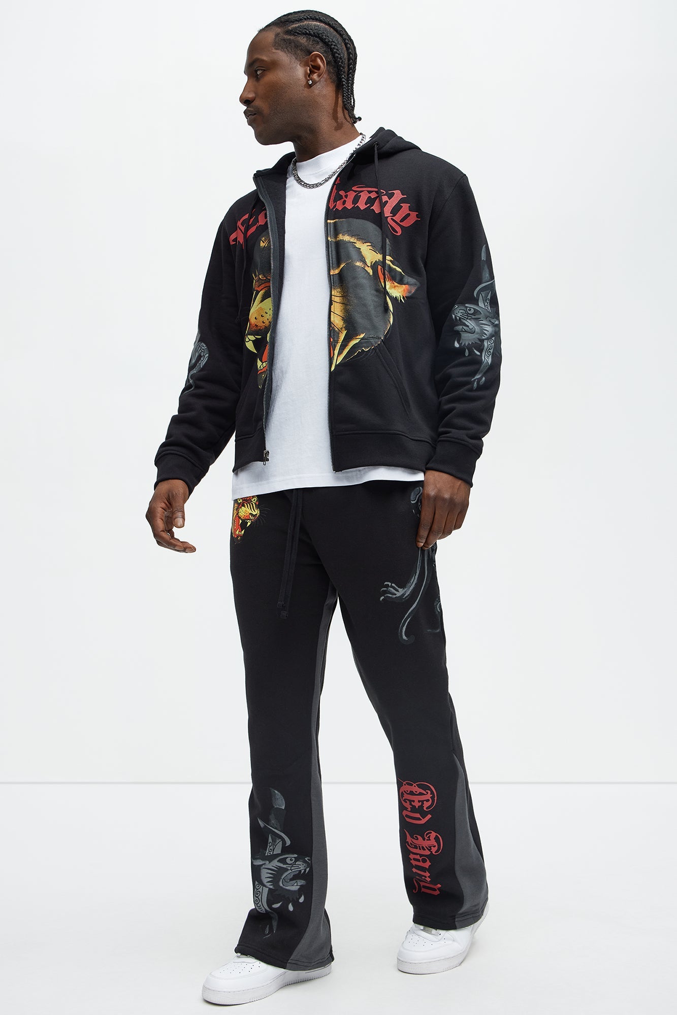 Ed Hardy Panther Dagger Stacked Sweatpants - Black