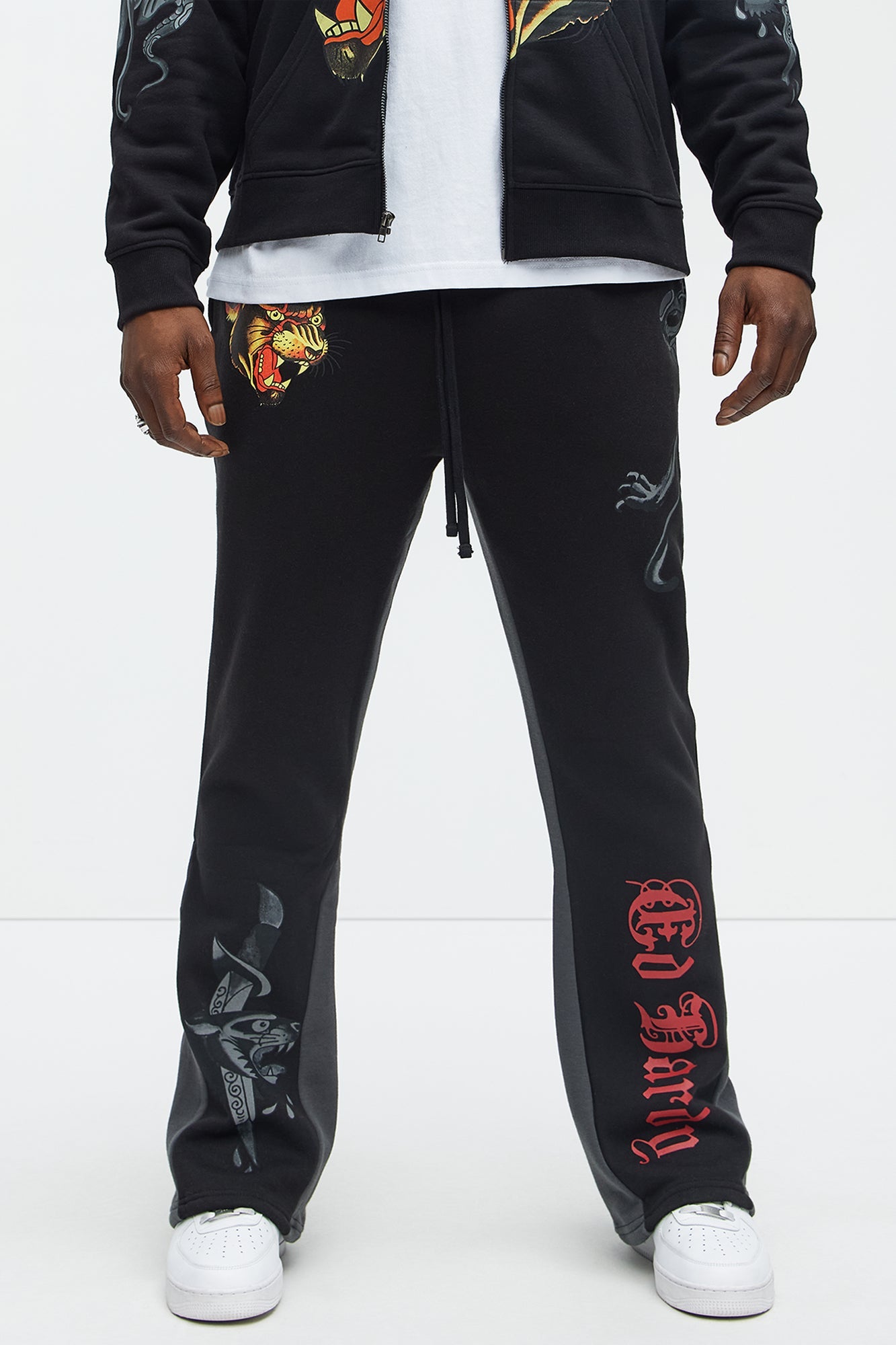 Ed Hardy Panther Dagger Stacked Sweatpants - Black