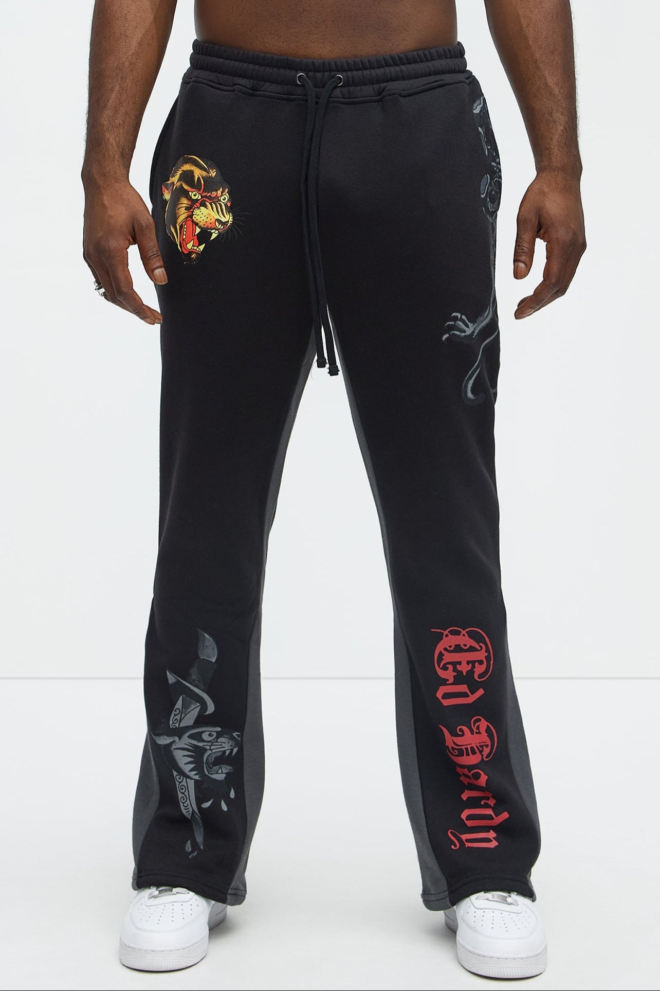 Ed Hardy Panther Dagger Stacked Sweatpants - Black