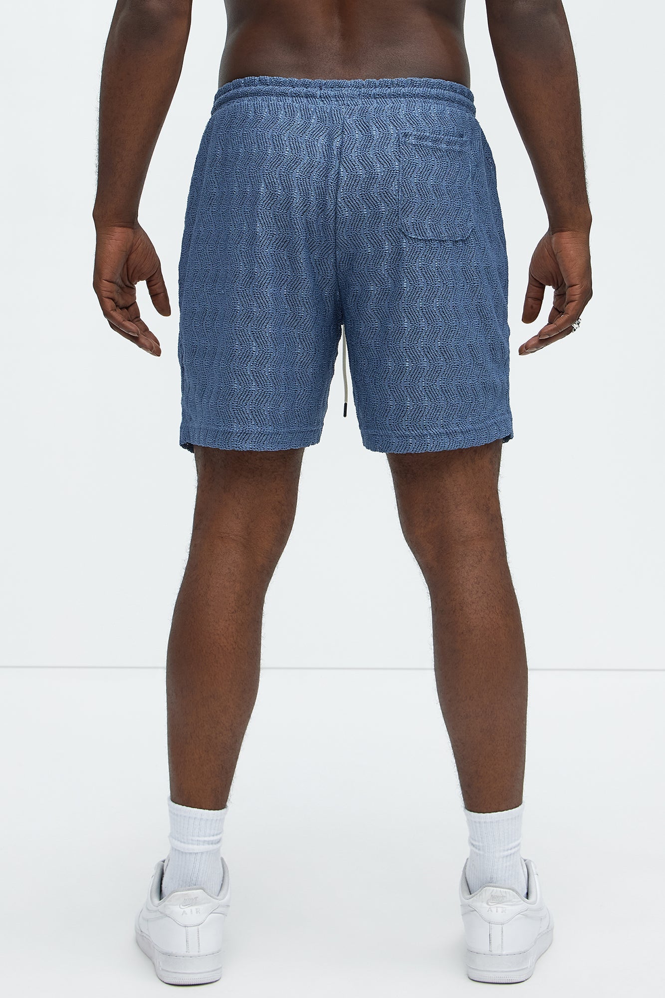 Echo Textured Drawstring Shorts - Blue
