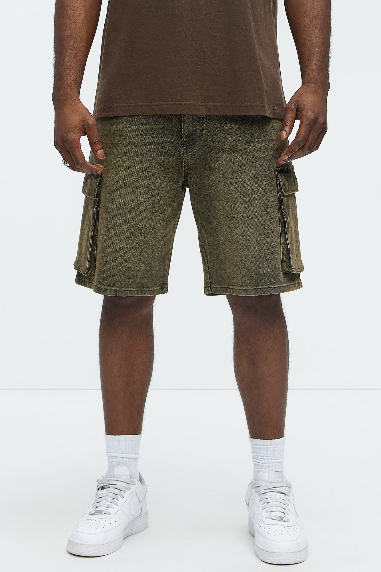 Relaxed Cornell Cargo Denim Shorts - Green