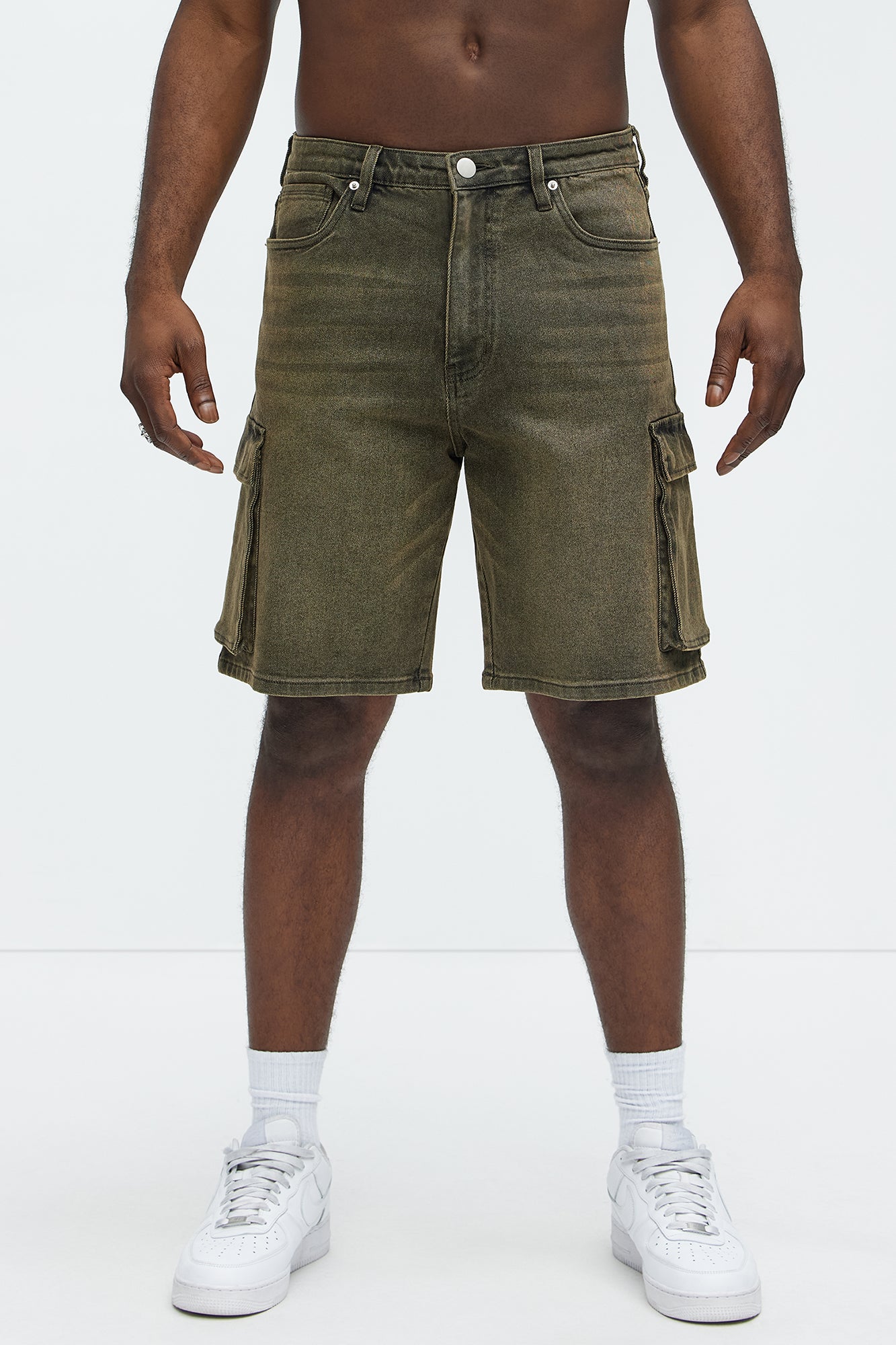 Relaxed Cornell Cargo Denim Shorts - Green