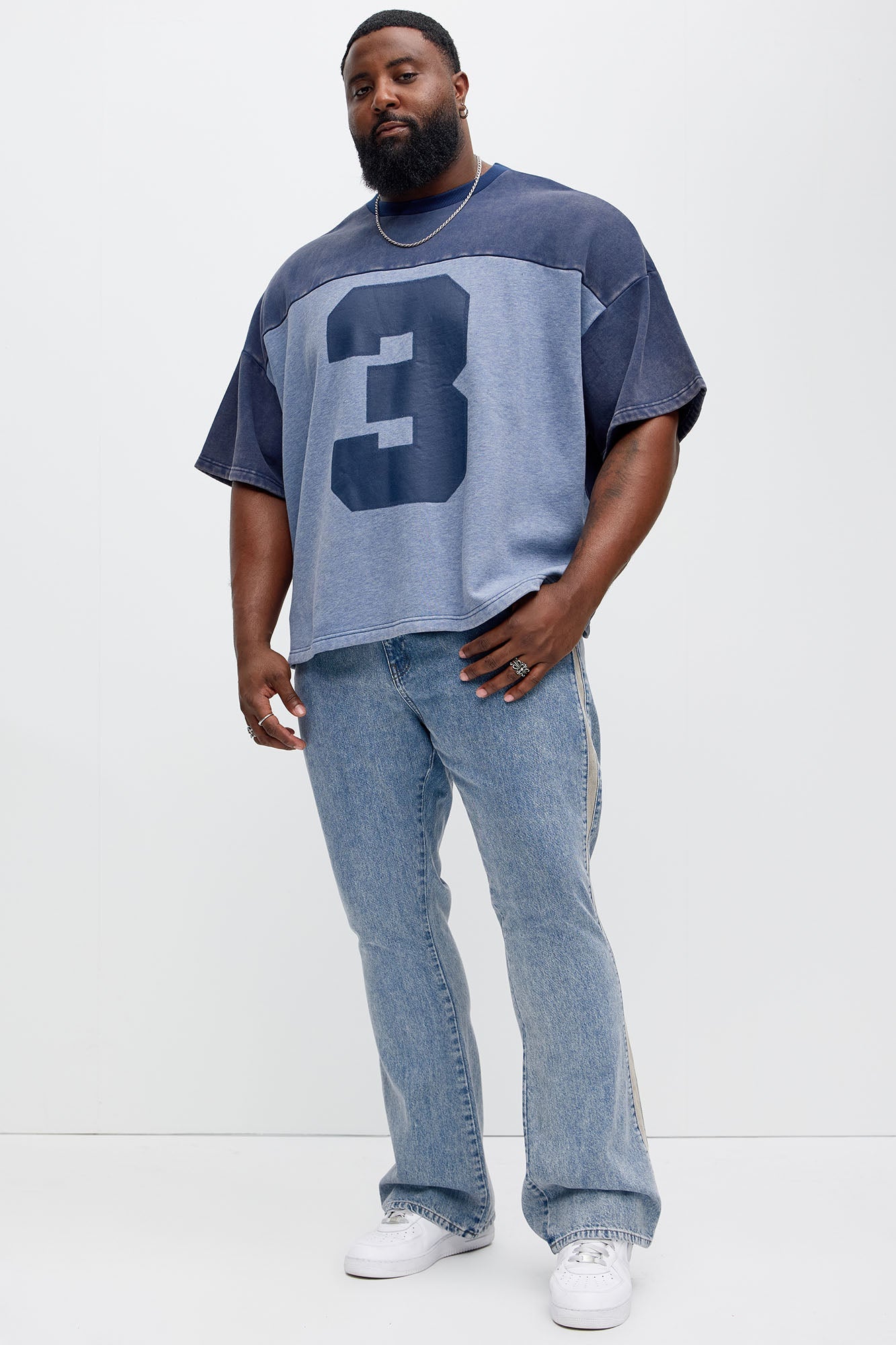 Kyle Color Block Oversized Tee - Navy/combo