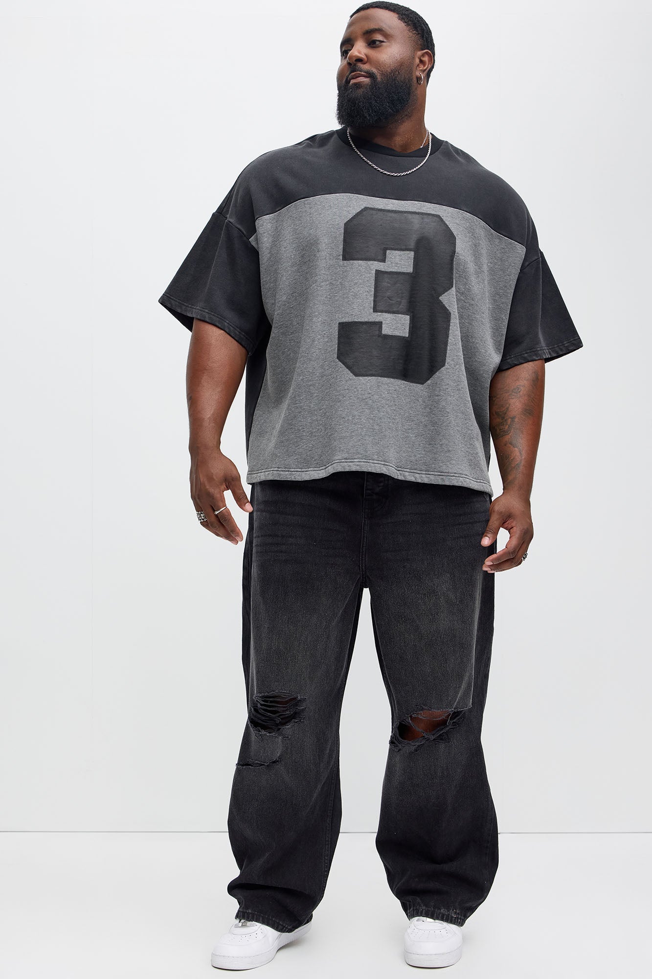 Kyle Color Block Oversized Tee - Black/combo