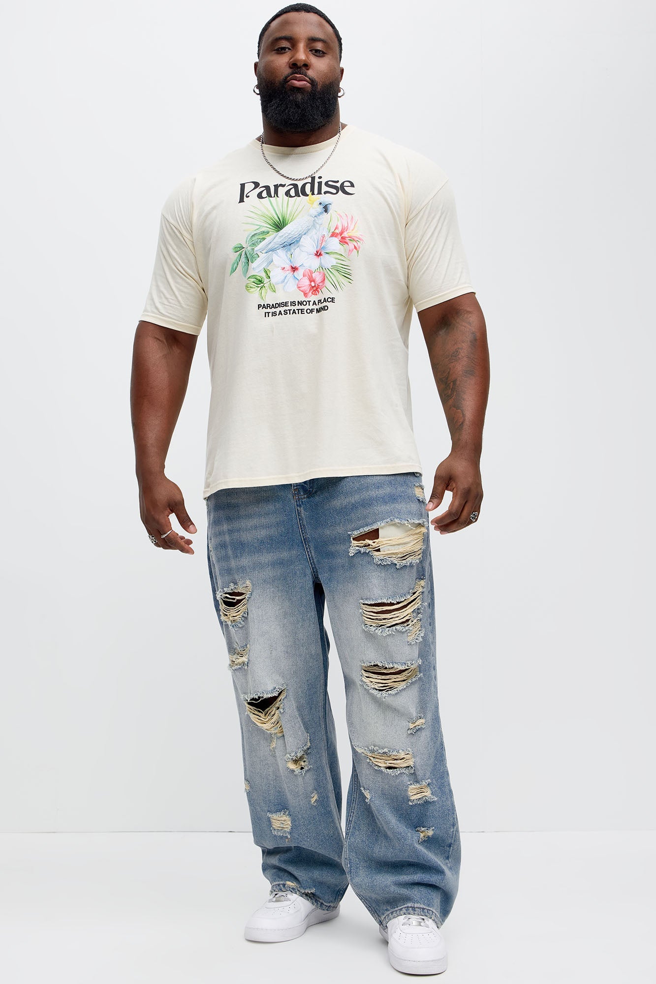 Paradise Bird Short Sleeve Tee - Cream