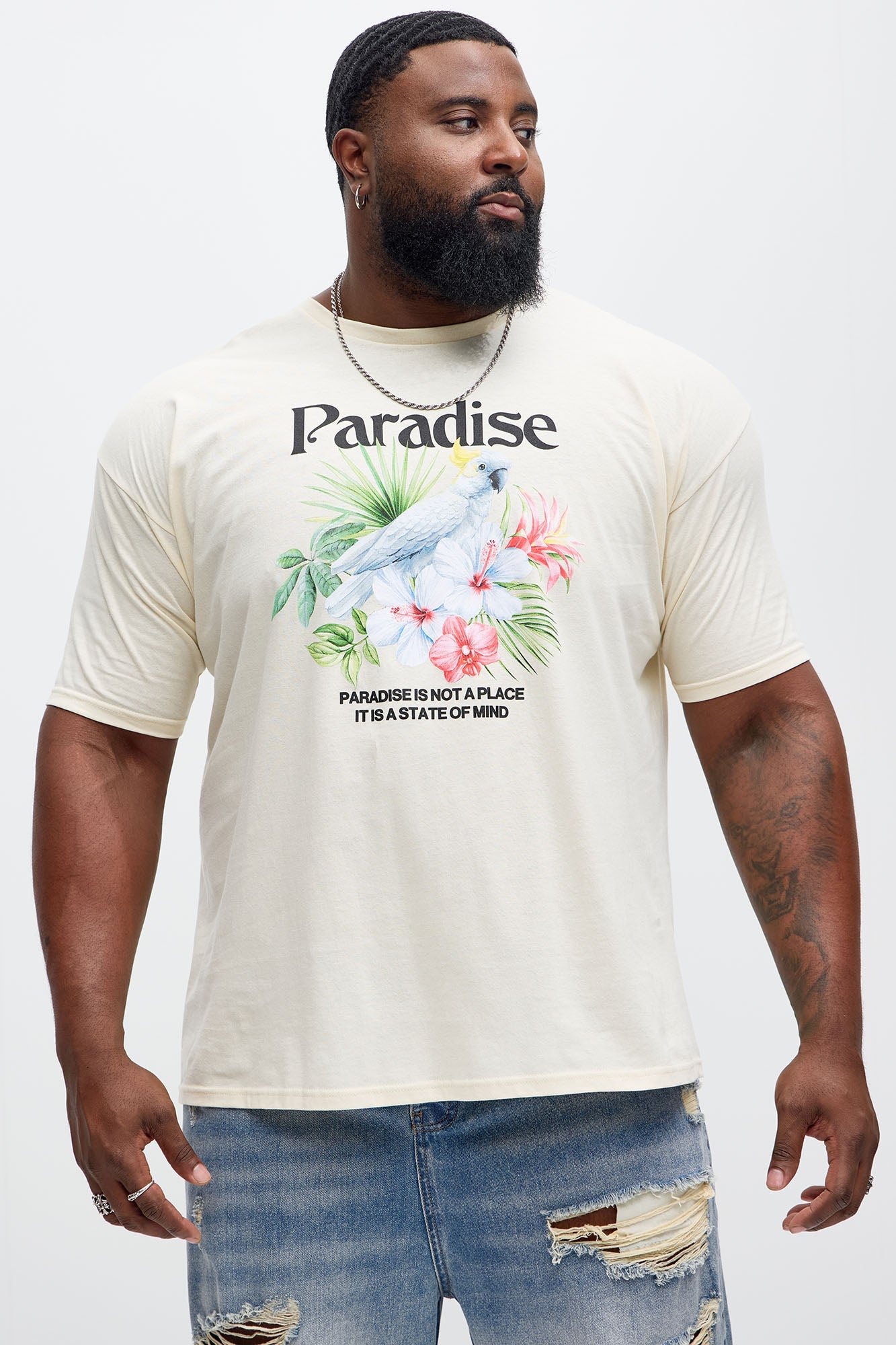 Paradise Bird Short Sleeve Tee - Cream
