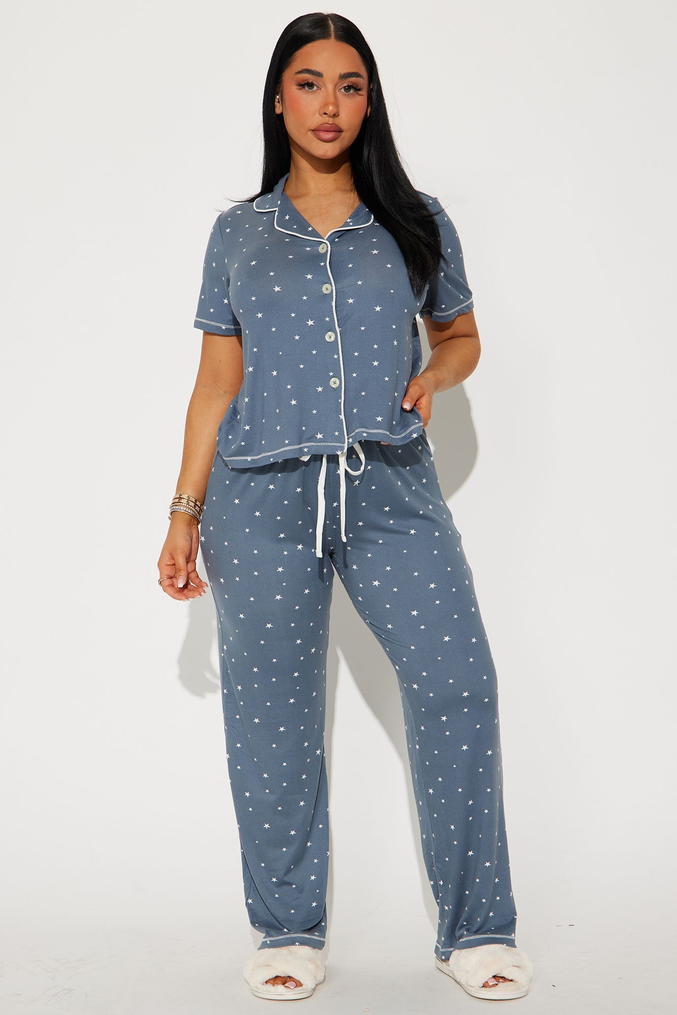 Make A Wish PJ Pant Set - Slate Blue