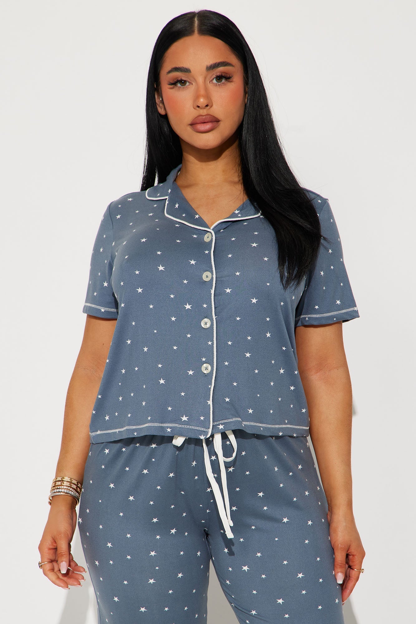 Make A Wish PJ Pant Set - Slate Blue