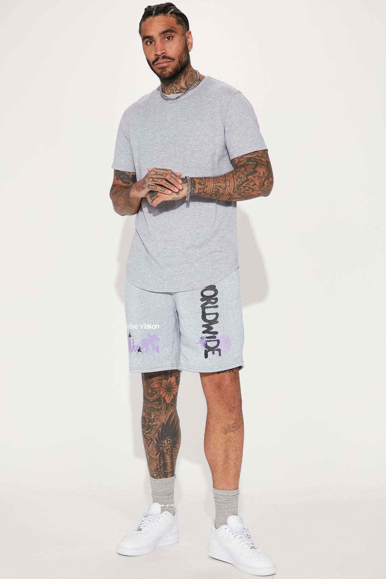 Essential Short Sleeve Scallop Crew Tee - HeatherGrey