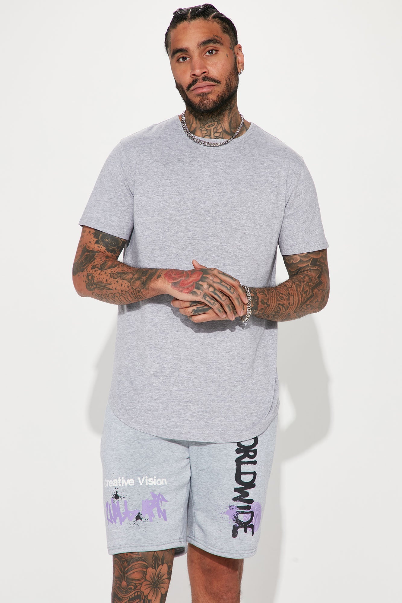 Essential Short Sleeve Scallop Crew Tee - HeatherGrey