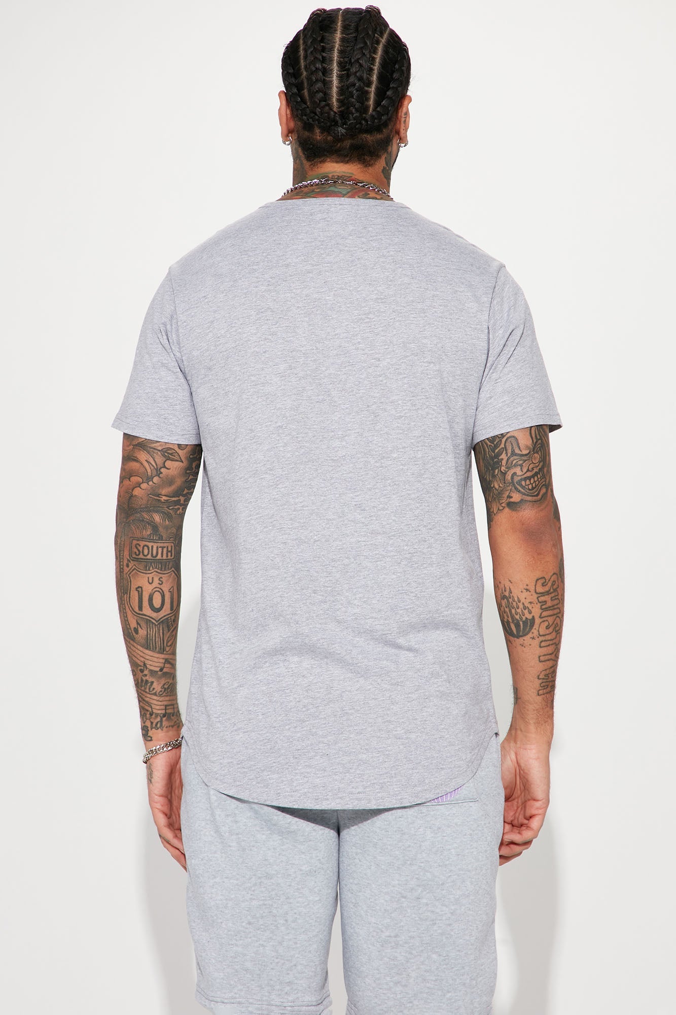Essential Short Sleeve Scallop Crew Tee - HeatherGrey