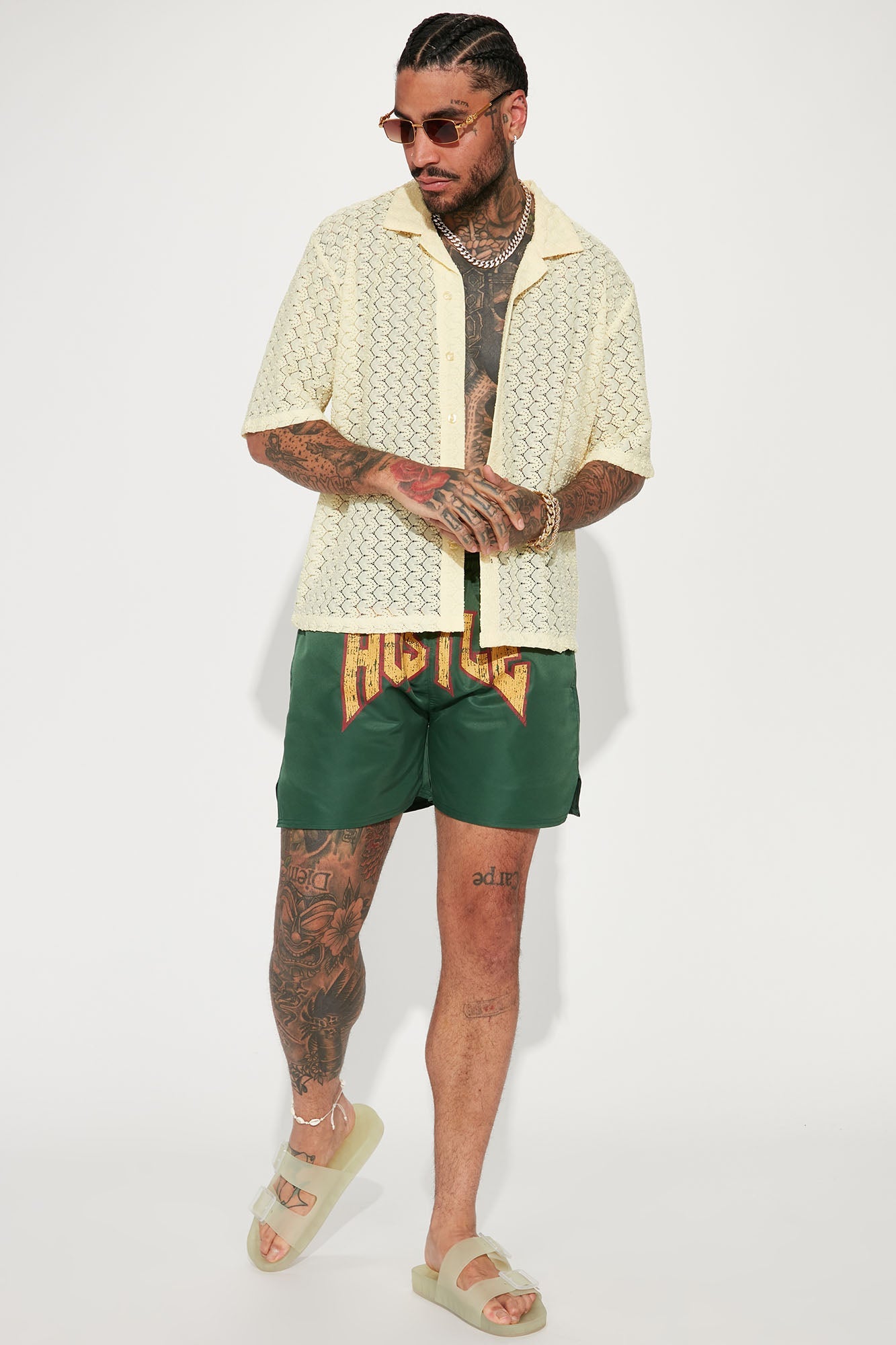 Hustle Game Swim Mid Trunk - Green