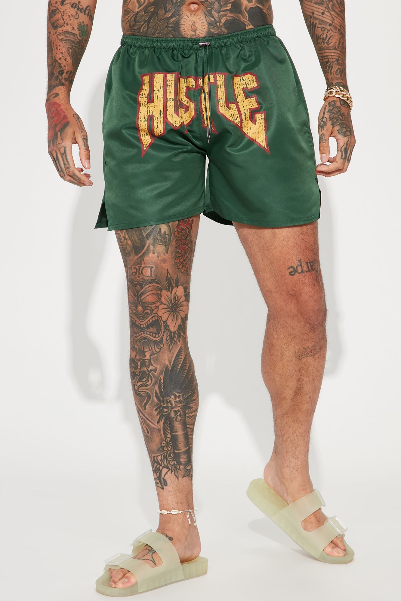 Hustle Game Swim Mid Trunk - Green