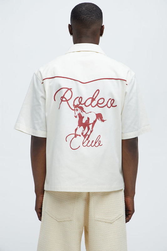 Rodeo Club Cropped Shirt - Red/White