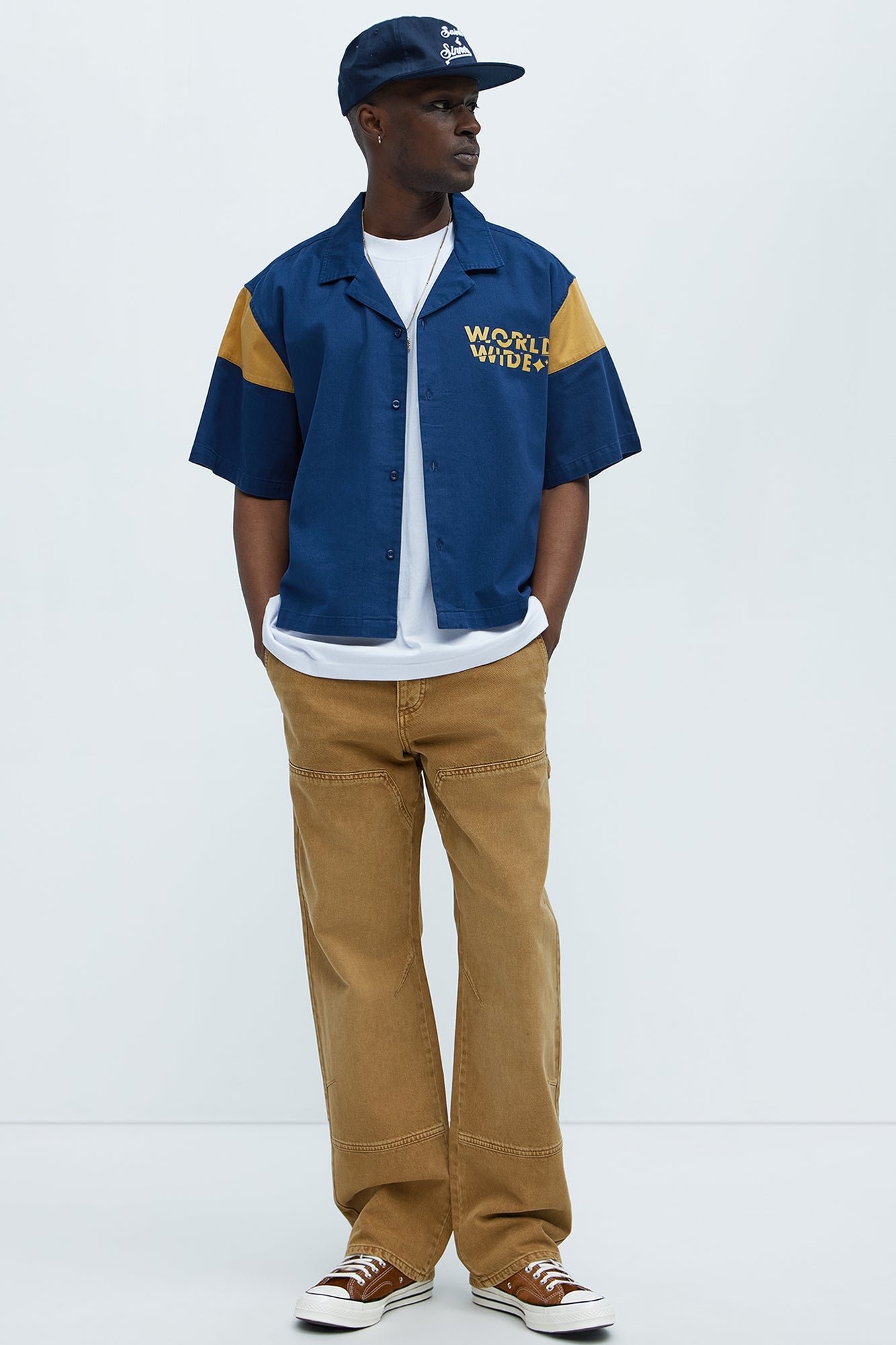 Freedom Graphic Cropped Shirt - Navy/combo