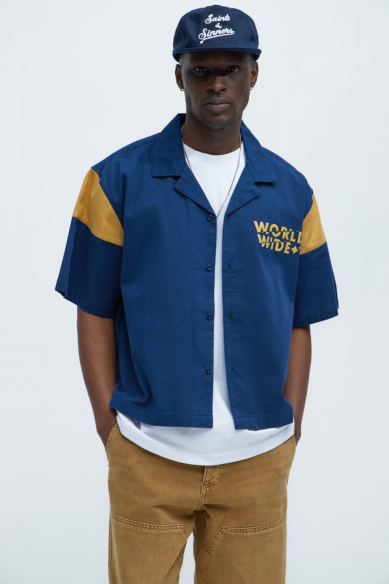 Freedom Graphic Cropped Shirt - Navy/combo