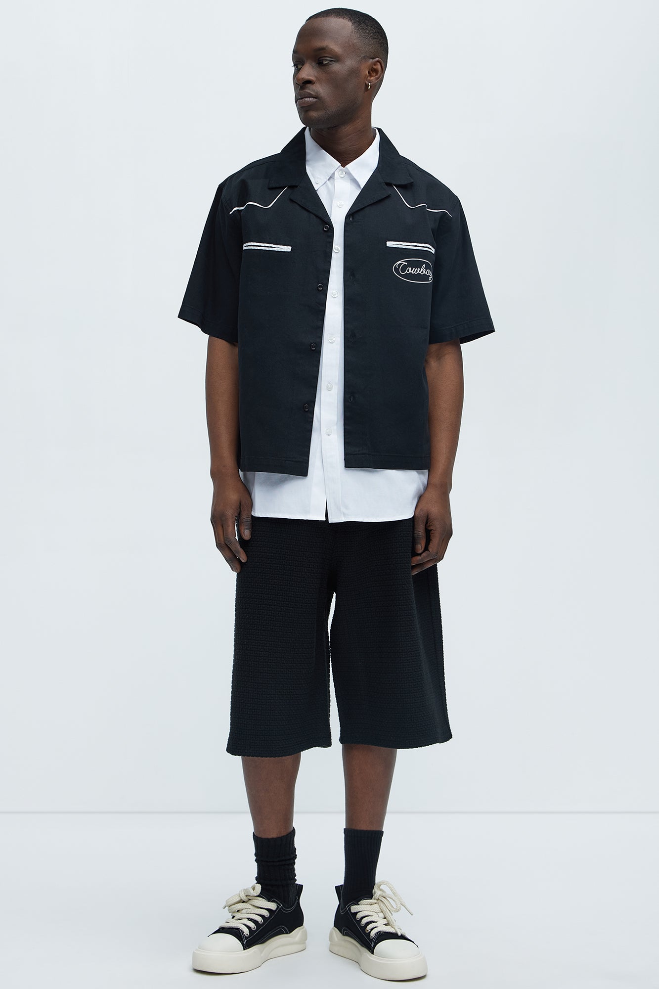 Rodeo Club Cropped Shirt - Black/White